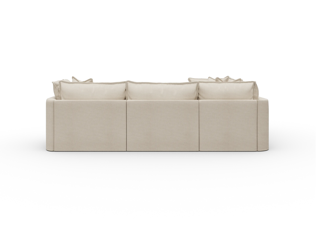 Koala Tamworth Washable Covers 4-seater L-shape sectional with corner in cream linen-look fabric on white