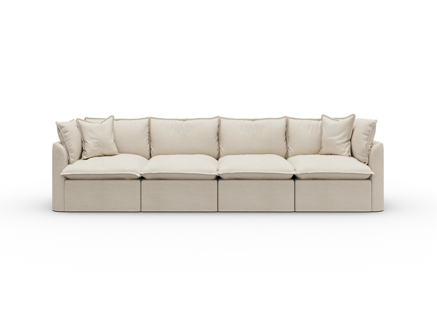 Koala Tamworth Washable Covers 4-seater modular sofa in cream linen-look fabric on white