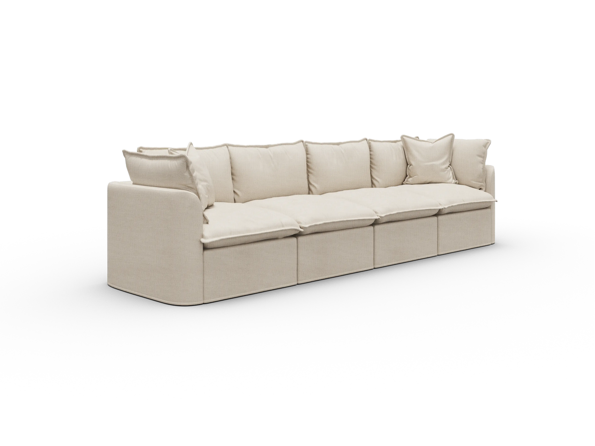 Koala Tamworth Washable Covers 4-seater modular sofa in cream linen-look fabric on white