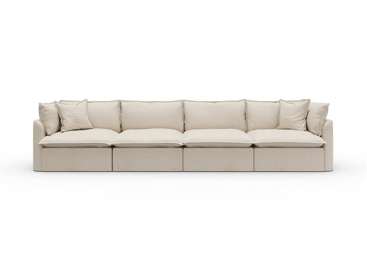 Koala Tamworth Washable Covers 4-seater modular sofa in cream linen-look fabric on white