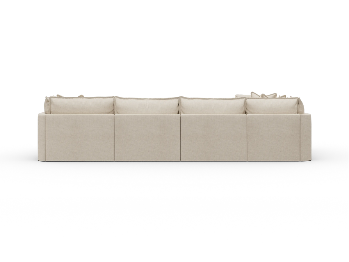 Koala Tamworth Washable Covers 5-seater L-shape sectional with corner chaise in cream linen-look fabric on white