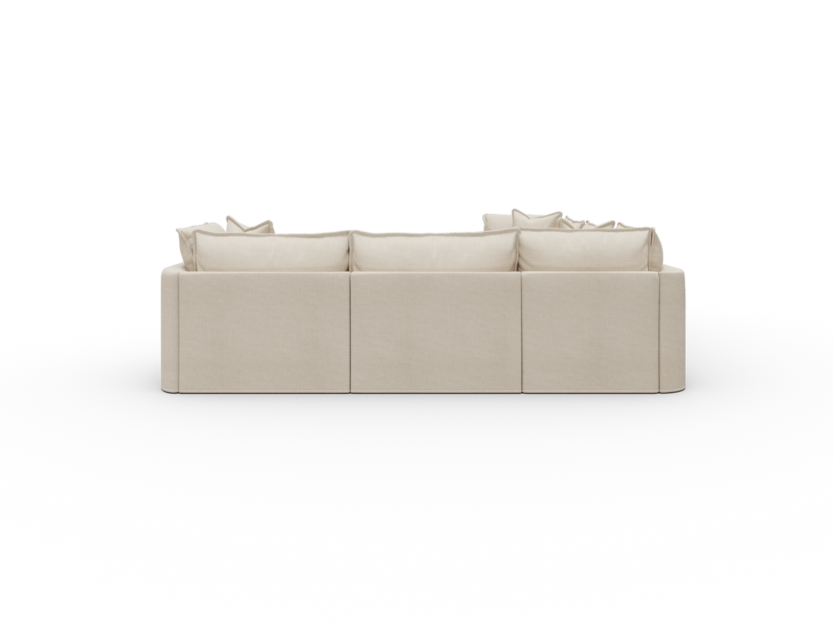Koala Tamworth Washable Covers 5-seater L-shape sectional with corner in cream linen-look fabric on white