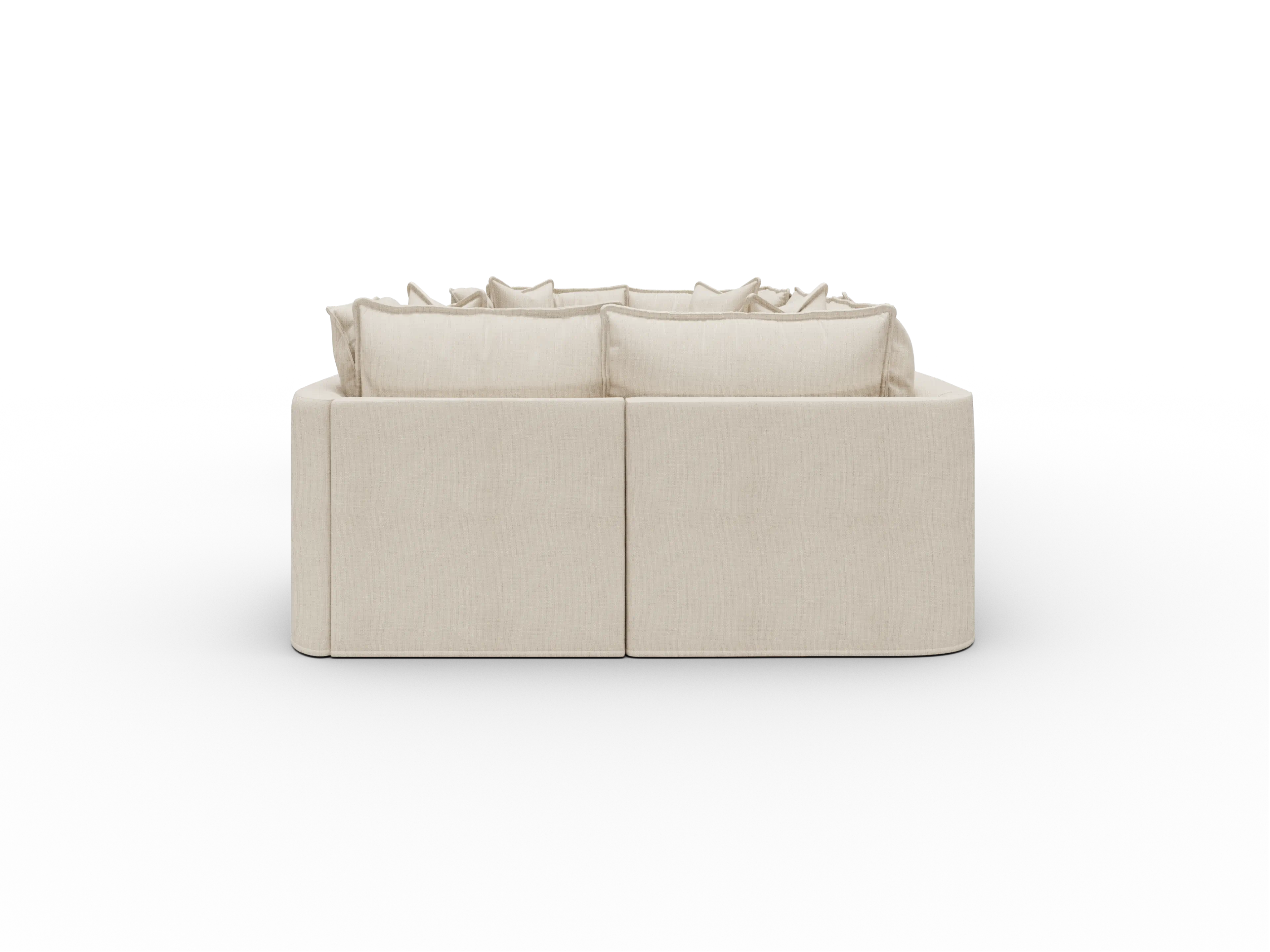 Koala Tamworth Washable Covers 6-seater U-shape sectional with two corners in cream linen-look fabric on white