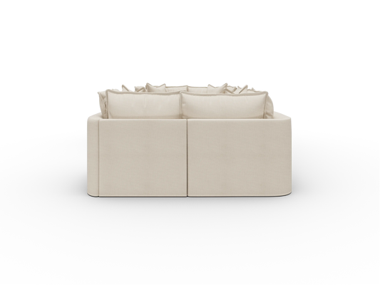 Koala Tamworth Washable Covers 6-seater U-shape sectional with two corners in cream linen-look fabric on white