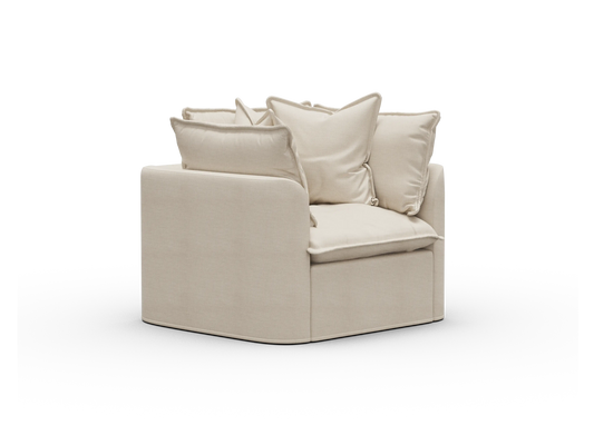 Koala Tamworth Washable Covers armchair in cream linen-look fabric on white background