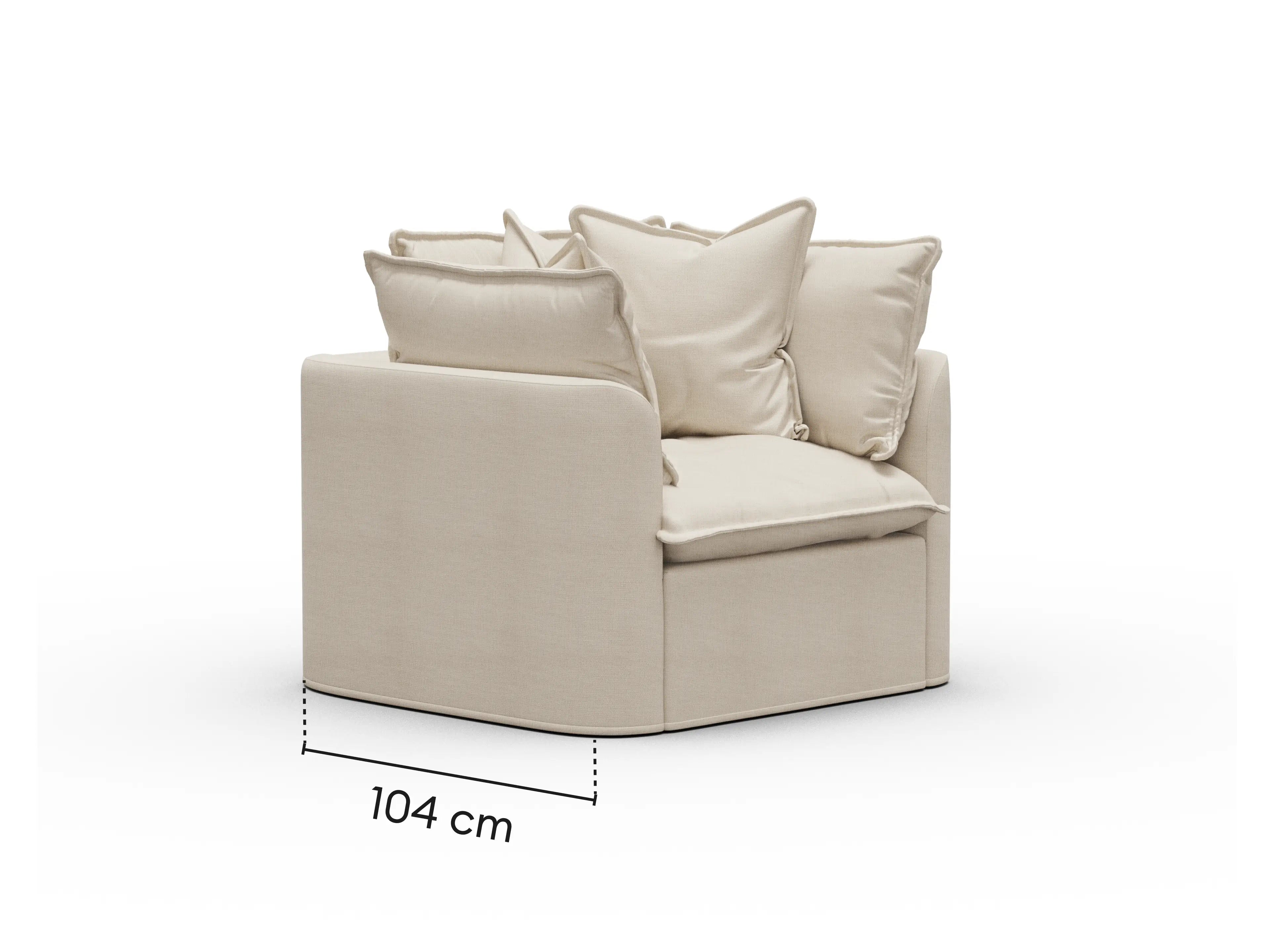 Dimensions diagram of Koala Tamworth Washable Covers armchair with cm measurements