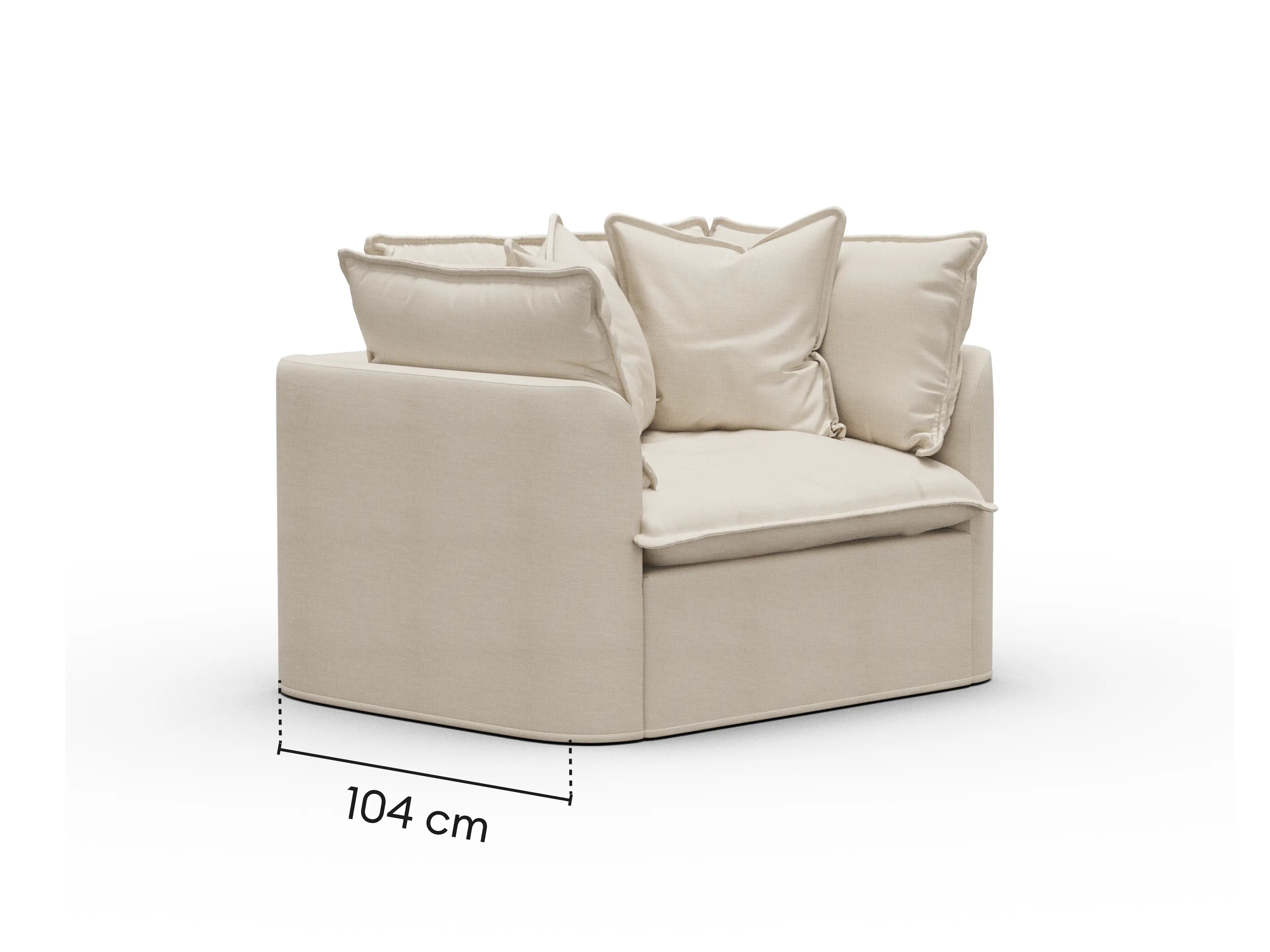 Dimensions diagram of Koala Tamworth Washable Covers armchair with cm measurements