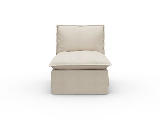 Koala Tamworth Washable Covers single seat module in cream linen-look fabric on white