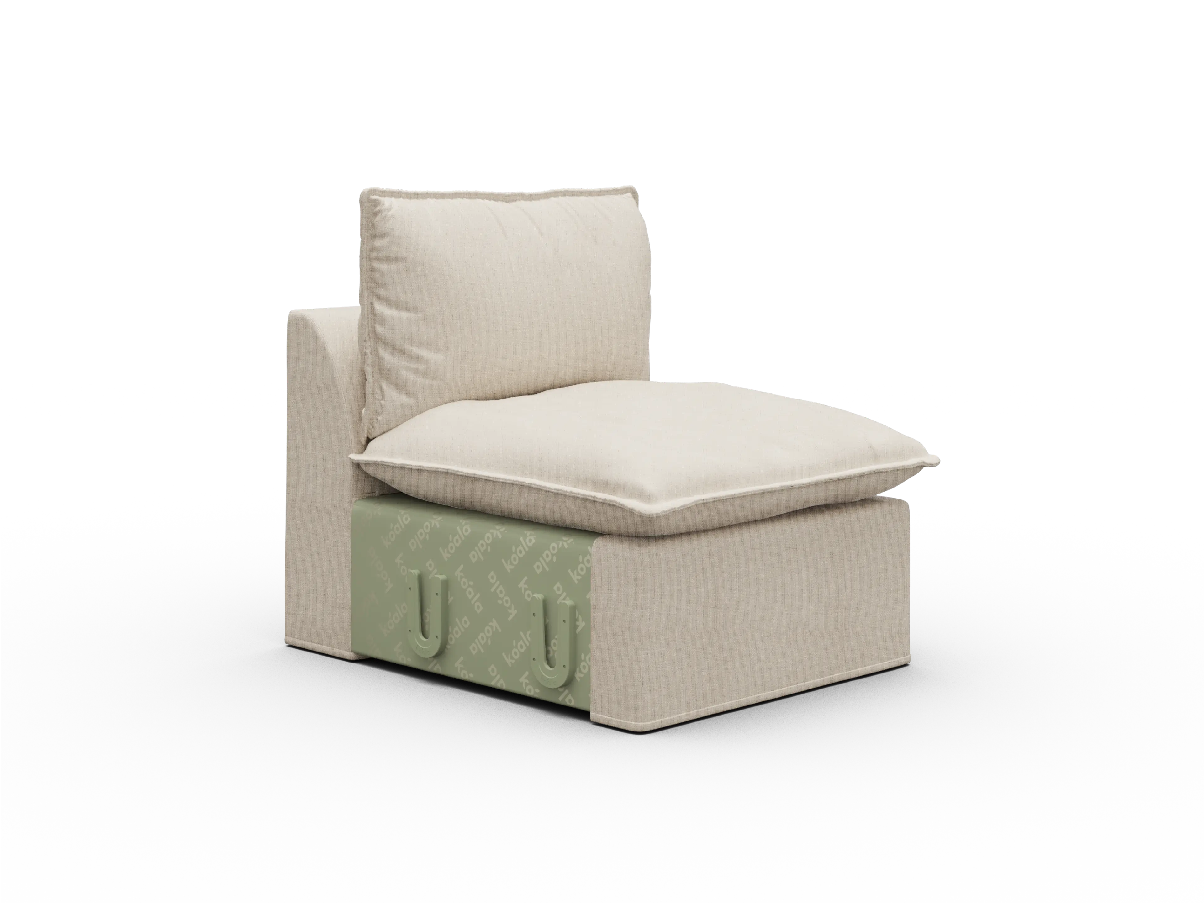 Koala Tamworth Washable Covers single seat module in cream linen-look fabric on white