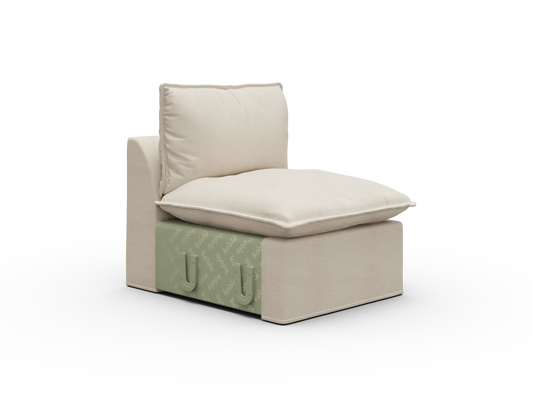 Koala Tamworth Washable Covers single seat module in cream linen-look fabric on white