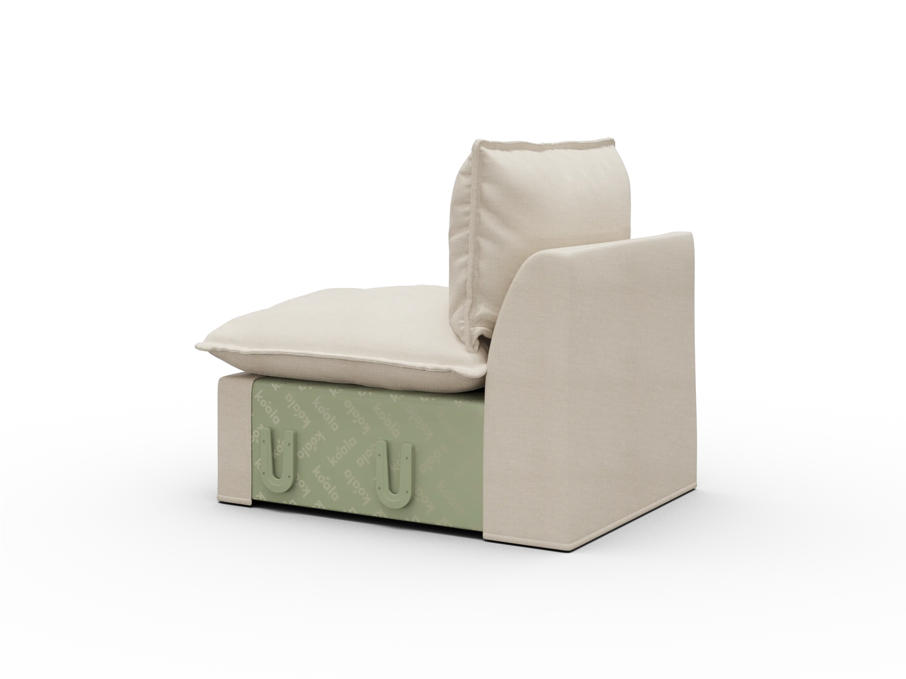 Koala Tamworth Washable Covers single seat module in cream linen-look fabric on white