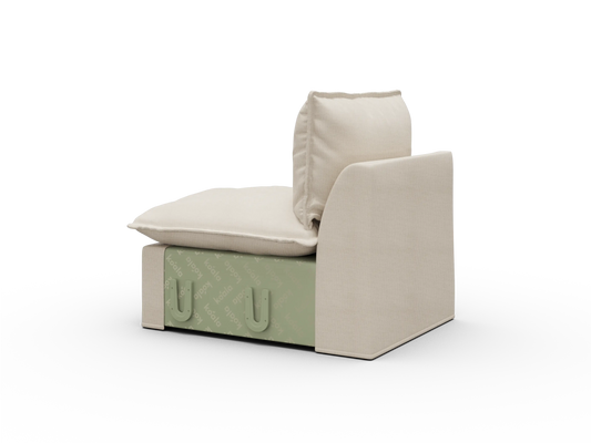 Koala Tamworth Washable Covers single seat module in cream linen-look fabric on white