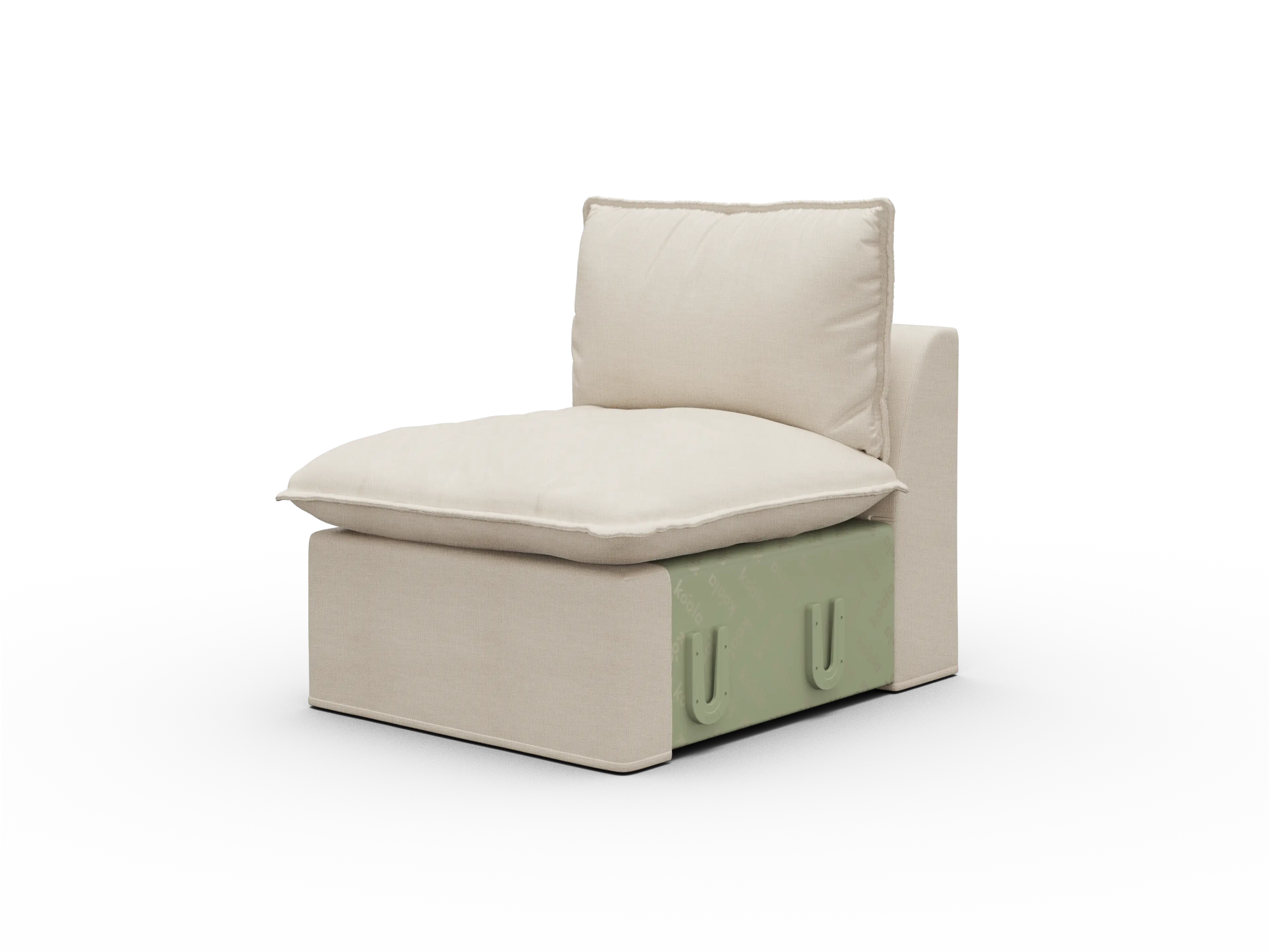 Koala Tamworth Washable Covers single seat module in cream linen-look fabric on white