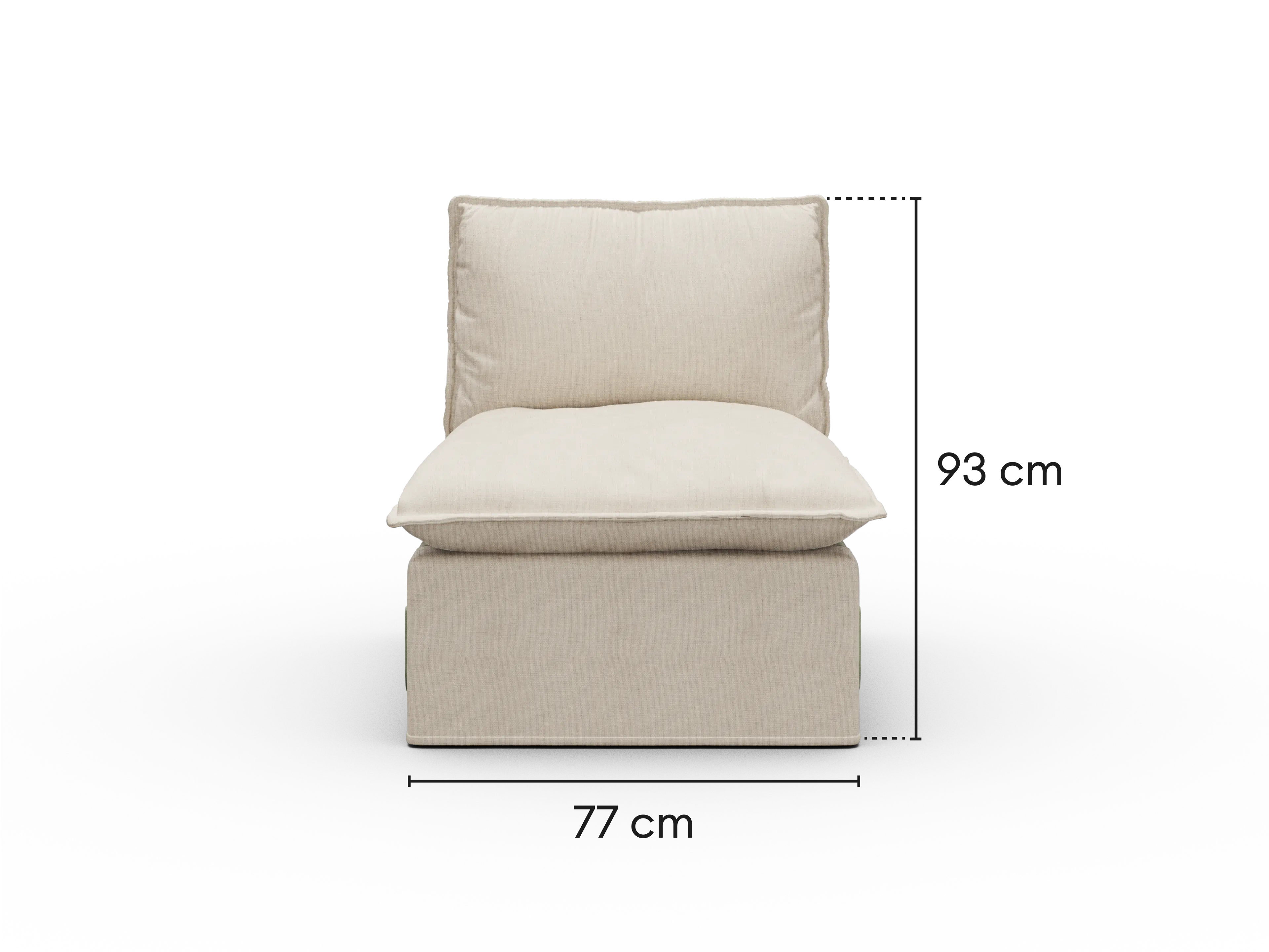 Dimensions diagram of Koala Tamworth Washable Covers single module with cm measurements