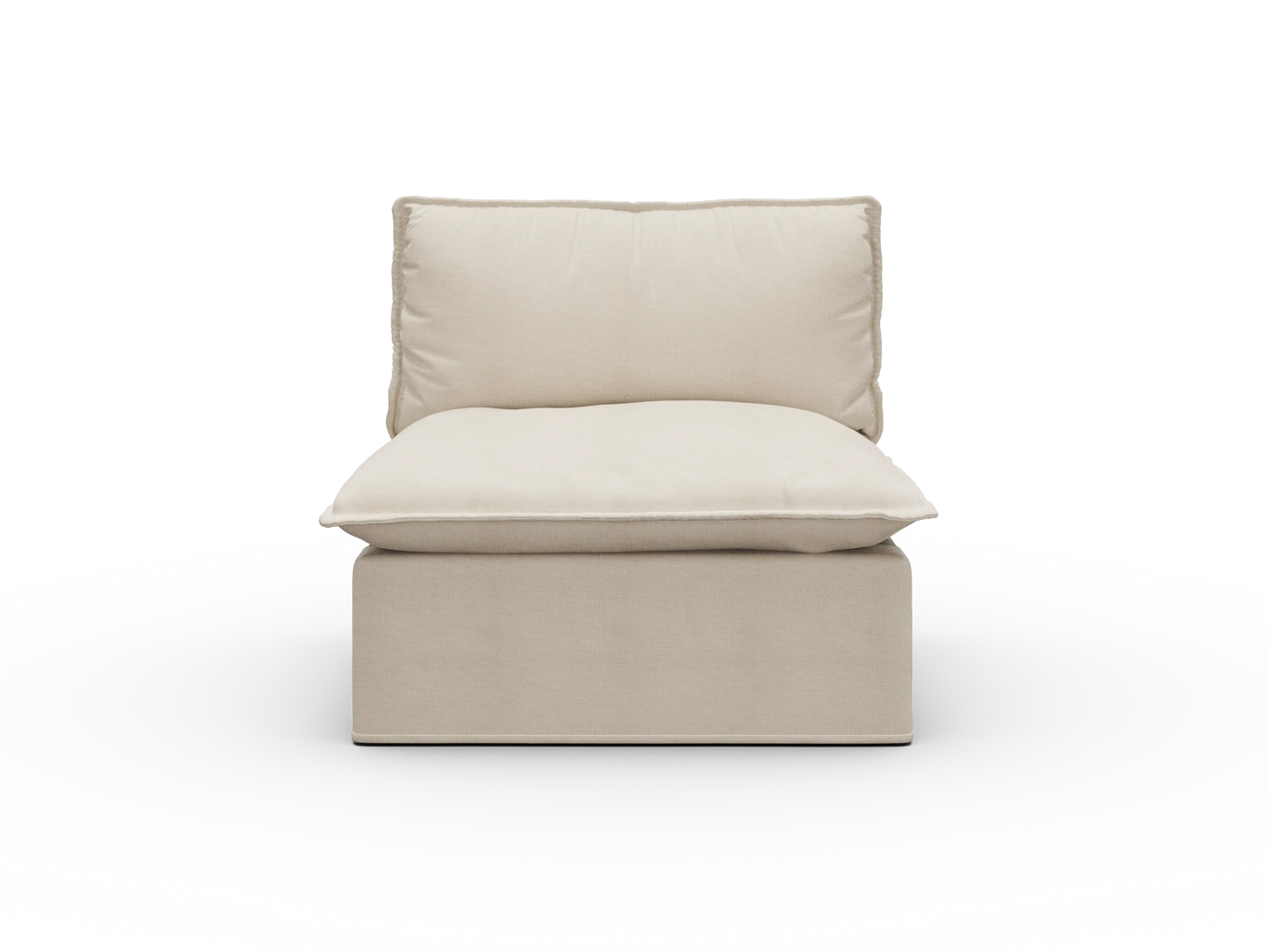 Koala Tamworth Washable Covers single seat module in cream linen-look fabric on white