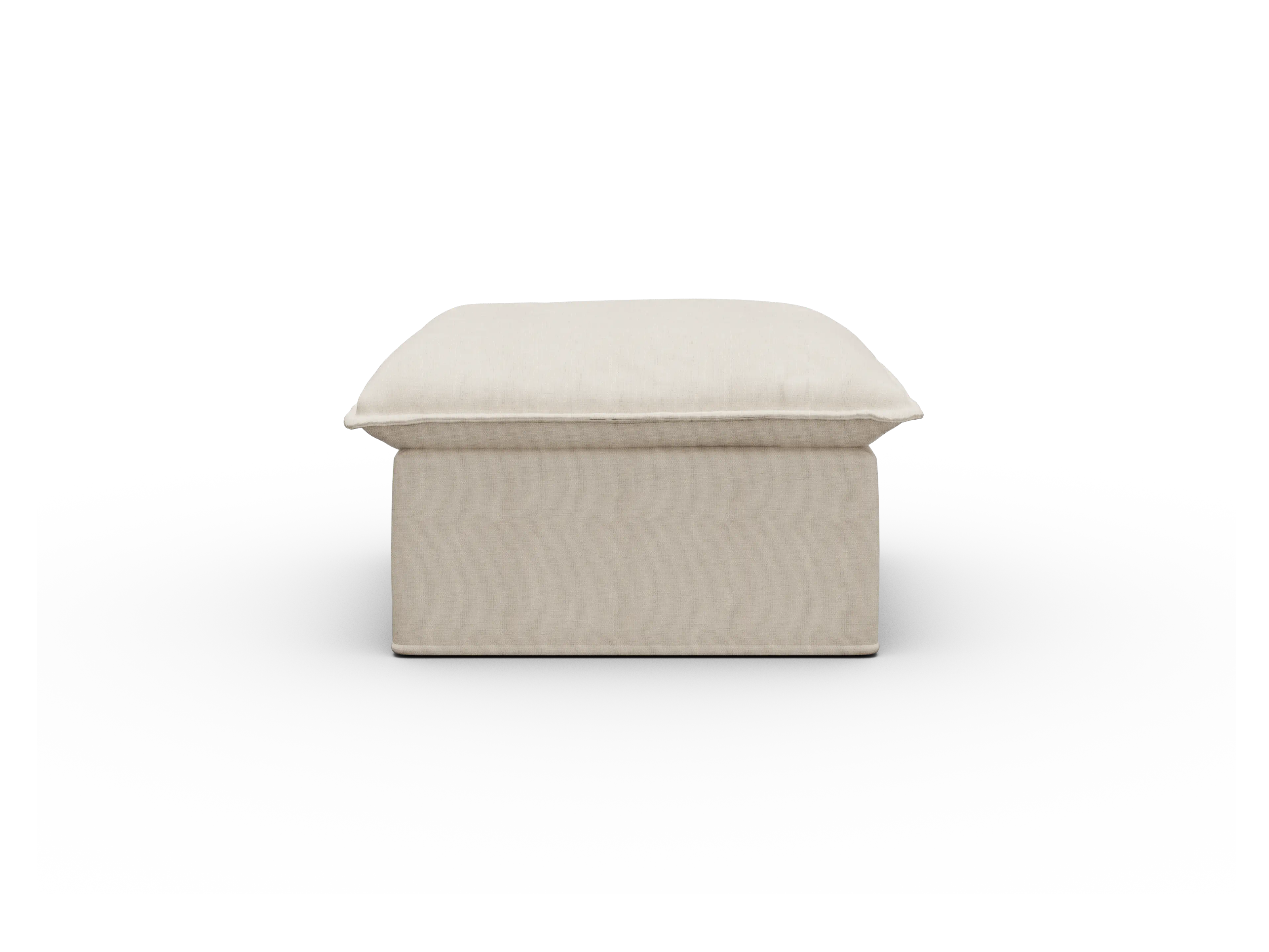 Cream Koala Tamworth Washable Covers small ottoman front view on white studio background