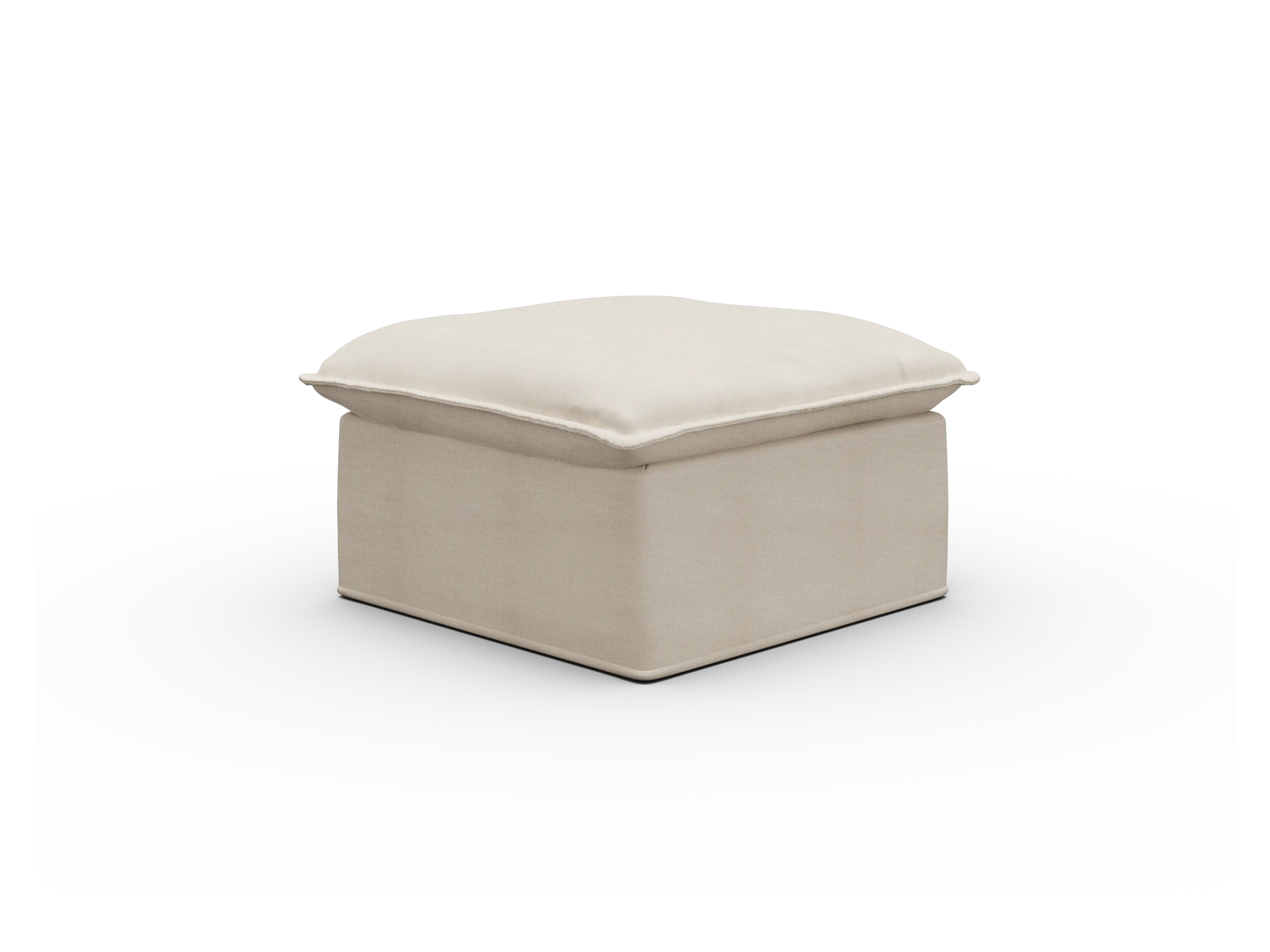 Cream Koala Tamworth Washable Covers small ottoman angled view on white studio background
