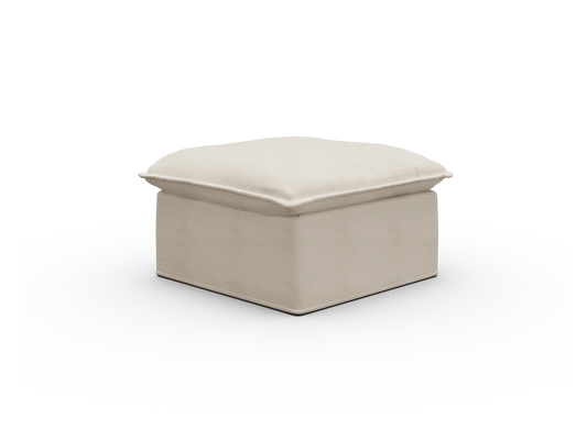 Cream Koala Tamworth Washable Covers small ottoman angled view on white studio background