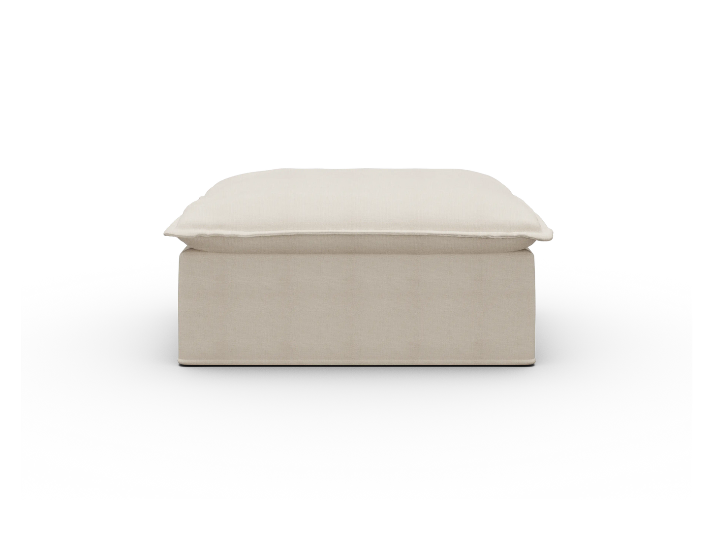 Cream Koala Tamworth Washable Covers large ottoman front view on white studio background