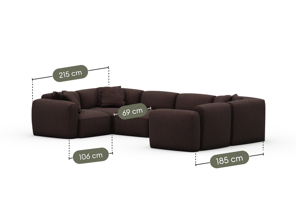 Torquay Modular Sofa - Fluffed Fig (Luxe edition) / 6 Sections / Regular