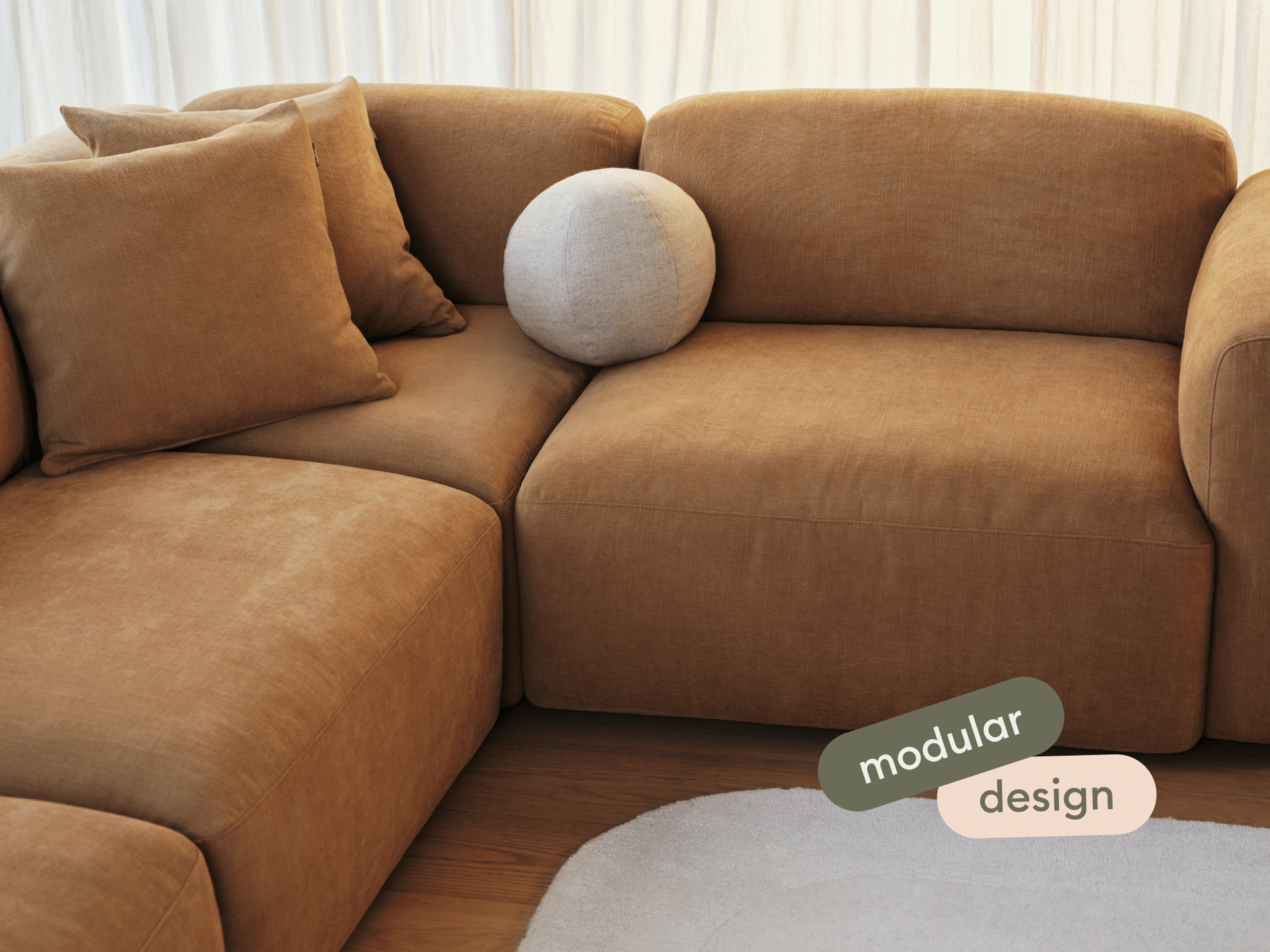 Torquay Modular Sofa - Corner / Regular / 4 Sections / Bronzed Aussie