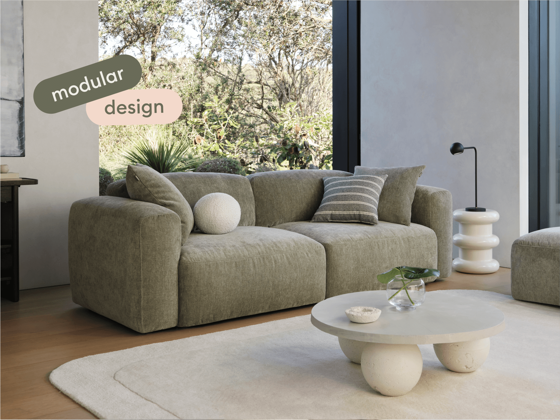 Torquay Modular Sofa - Extra Wide / 2 Sections / Forest Dawn (Luxe edition)