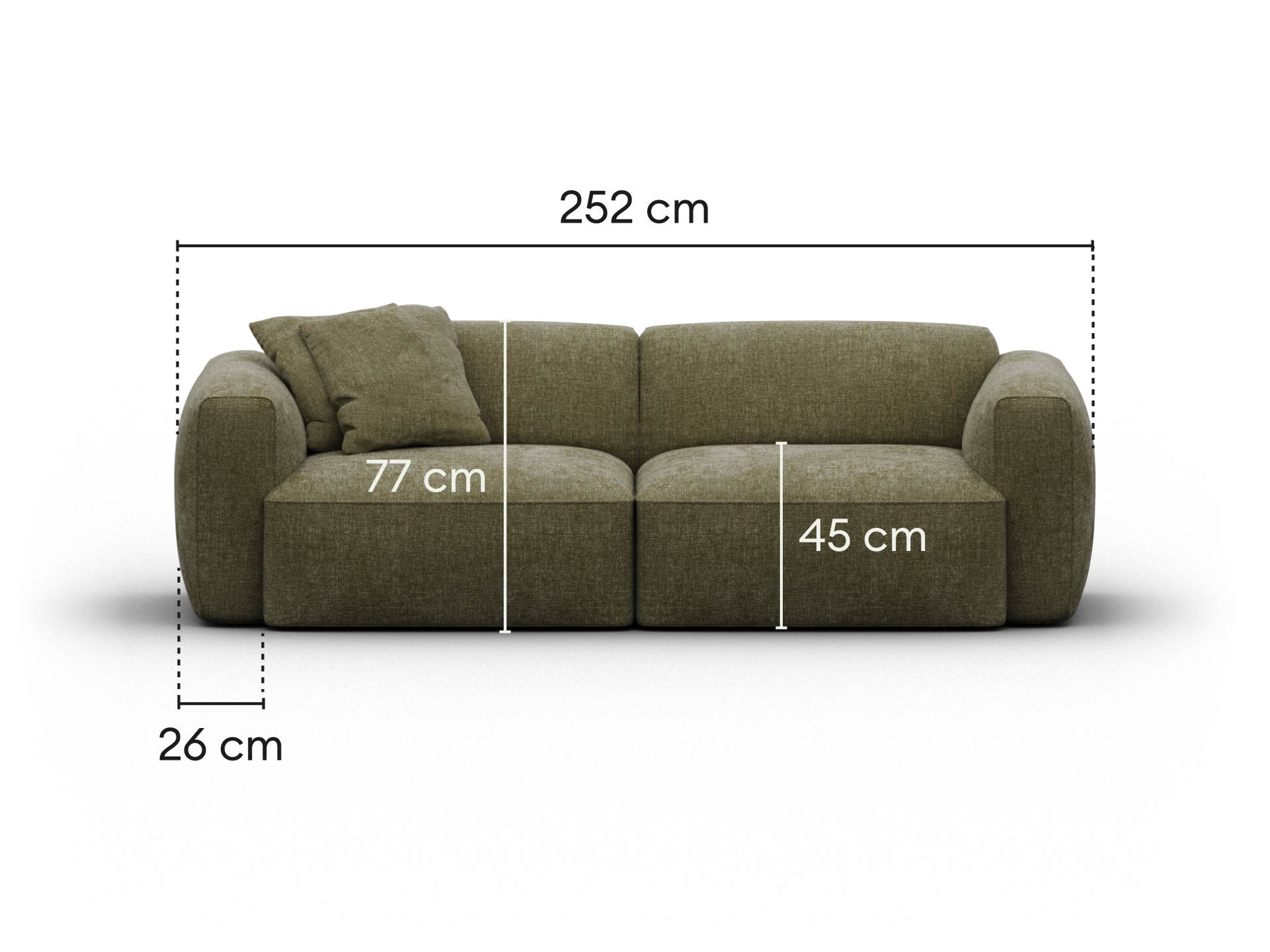 Torquay Modular Sofa - Extra Wide / 2 Sections / Forest Dawn (Luxe edition)
