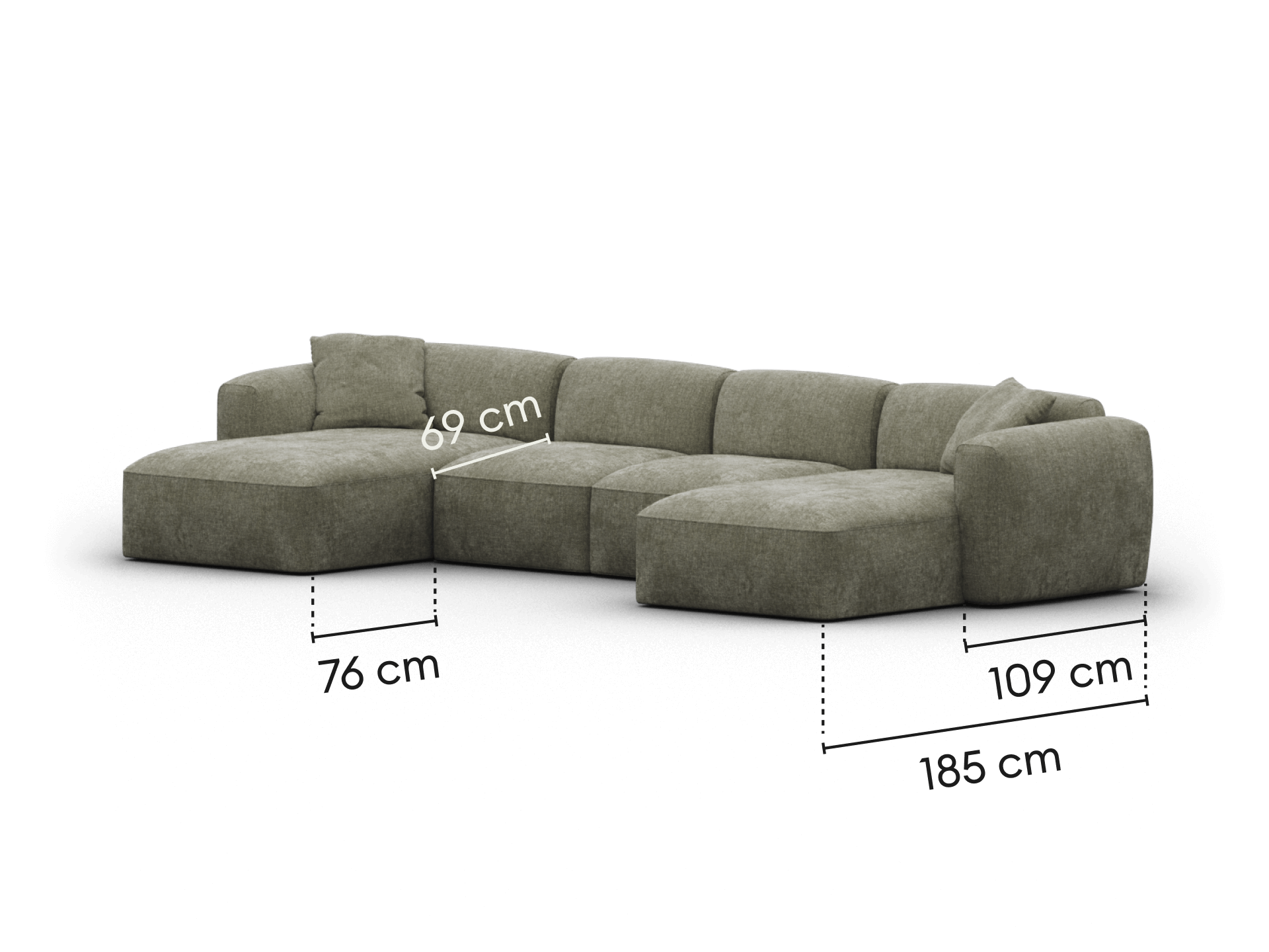 Torquay Modular Sofa - Forest Dawn (Luxe edition) / 4 Sections with 2 Chaises / Regular