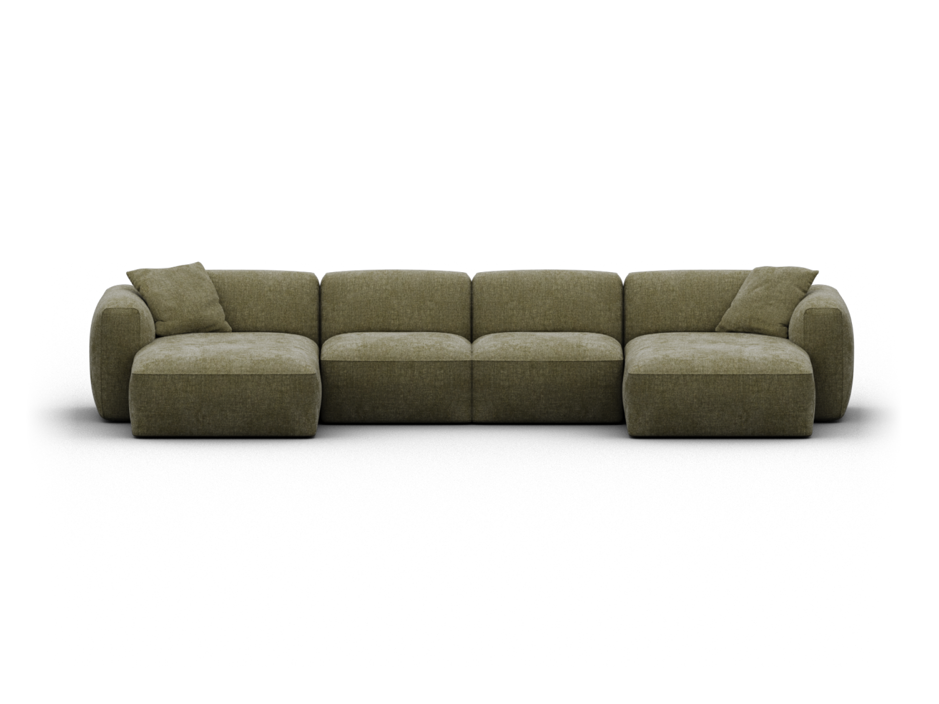 Torquay Modular Sofa - Regular / 4 Sections with 2 Chaises / Forest Dawn (Luxe edition)
