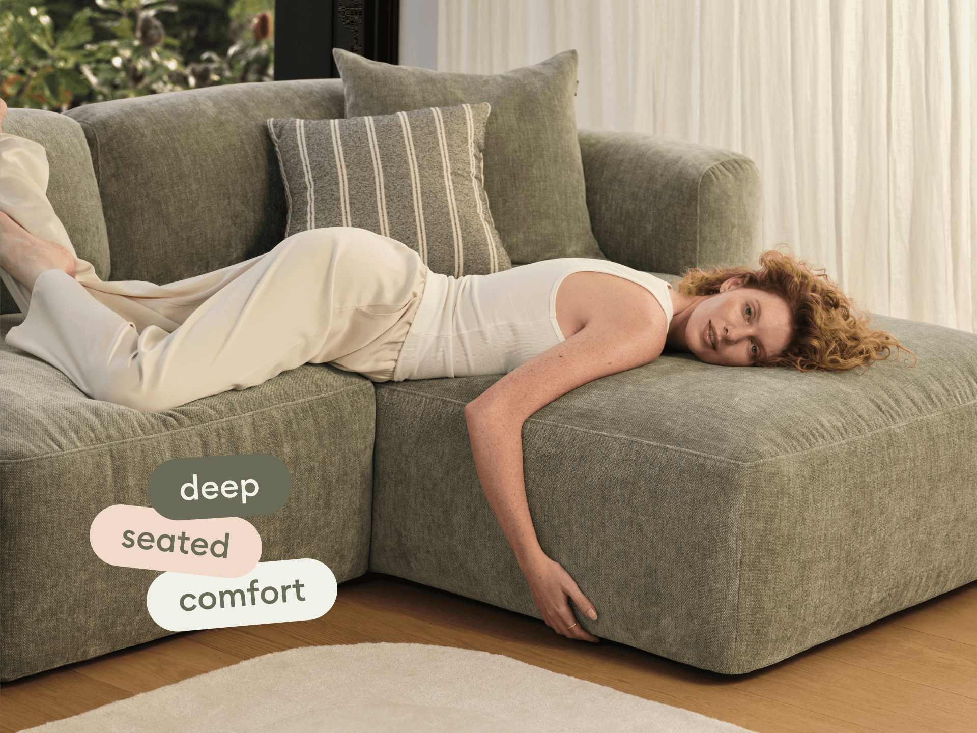 Torquay Modular Sofa - Regular / 4 Sections with 2 Chaises / Forest Dawn (Luxe edition)