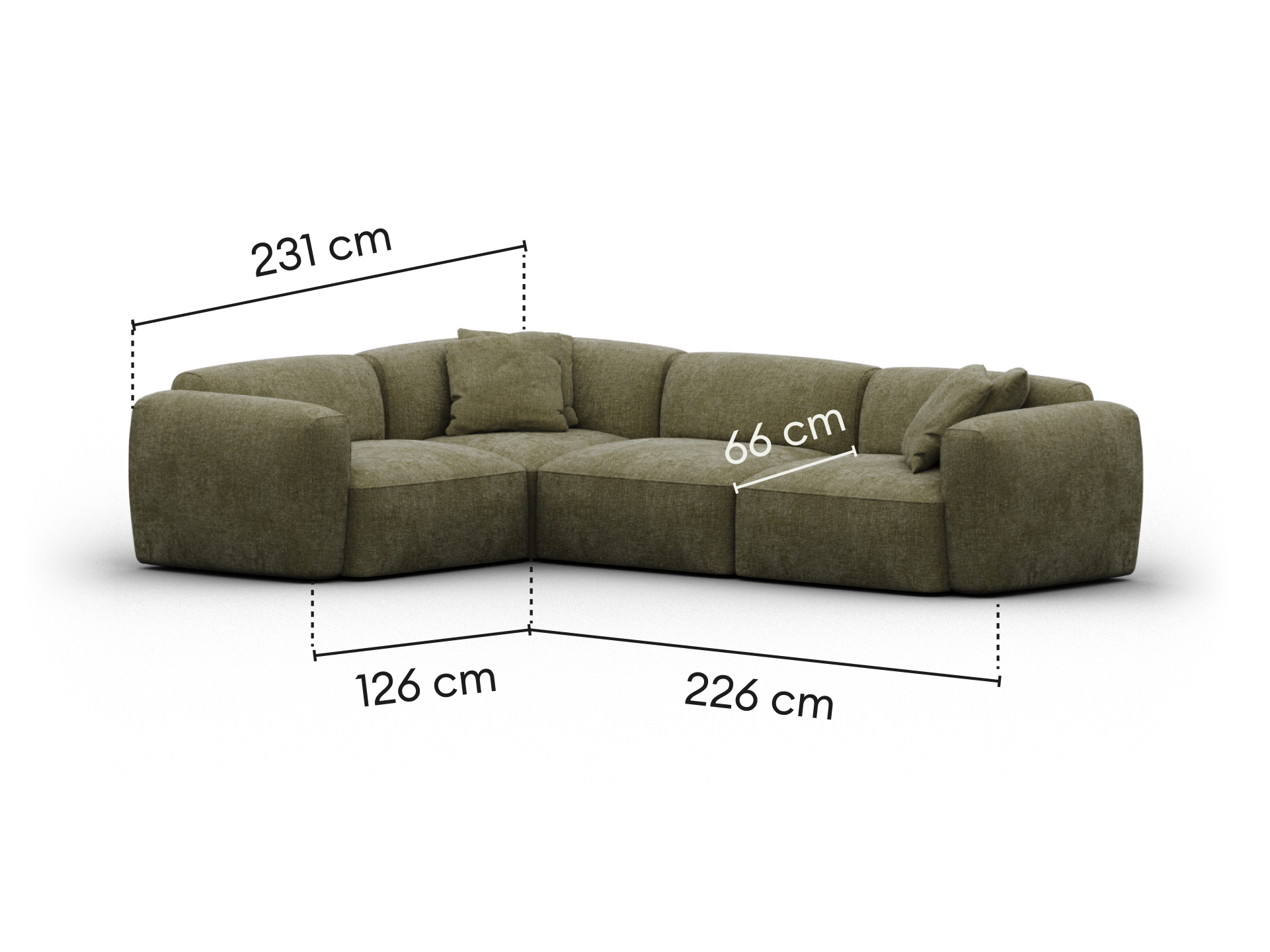 Torquay Modular Sofa - Extra Wide / 4 Sections / Forest Dawn (Luxe edition)