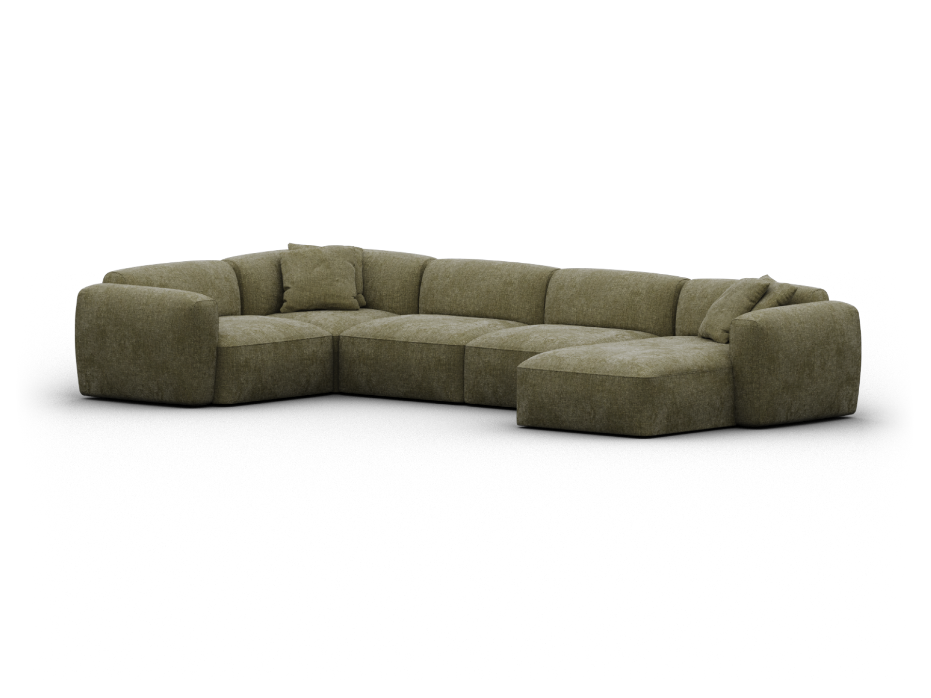 Torquay Modular Sofa - Extra Wide / 5 Sections with Chaise / Forest Dawn (Luxe edition)