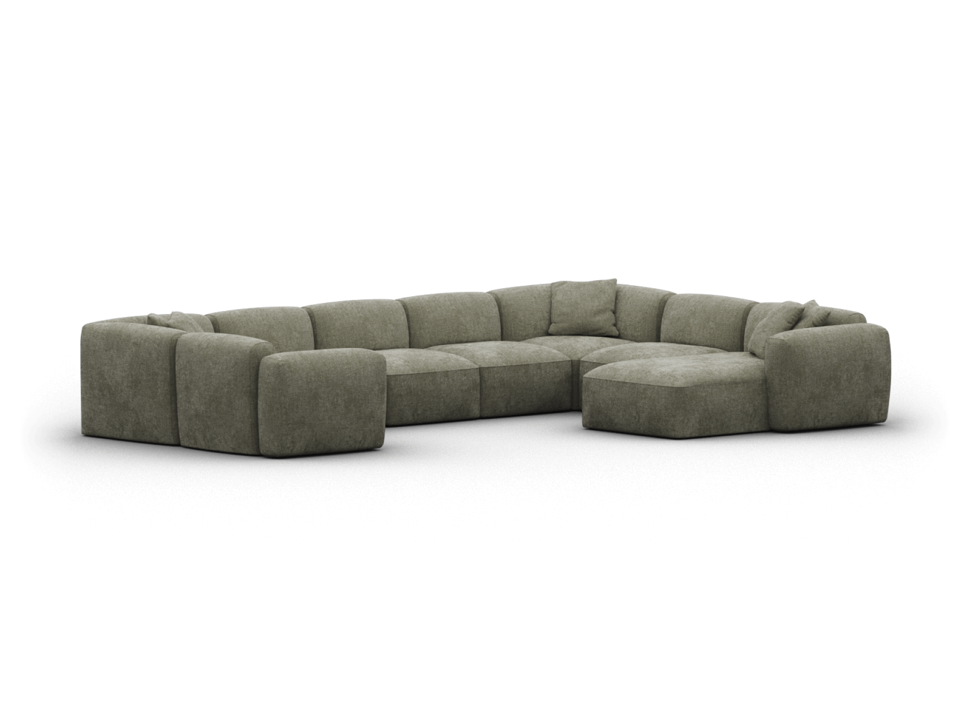 Torquay Modular Sofa - Forest Dawn (Luxe edition) / 8 Sections with Chaise / Regular