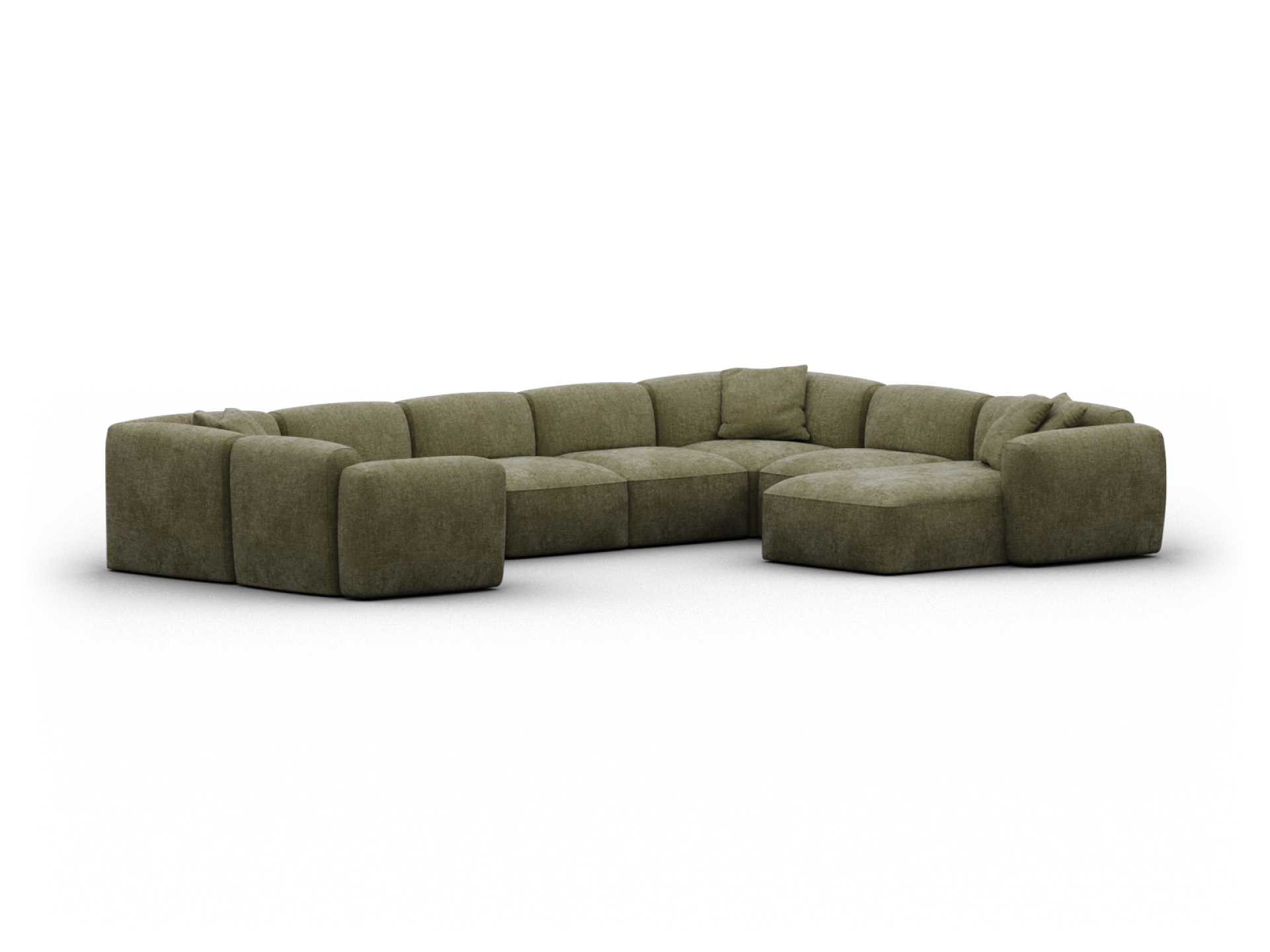 Torquay Modular Sofa - U Shape / Regular / 8 Sections with Chaise / Forest Dawn (Luxe edition)