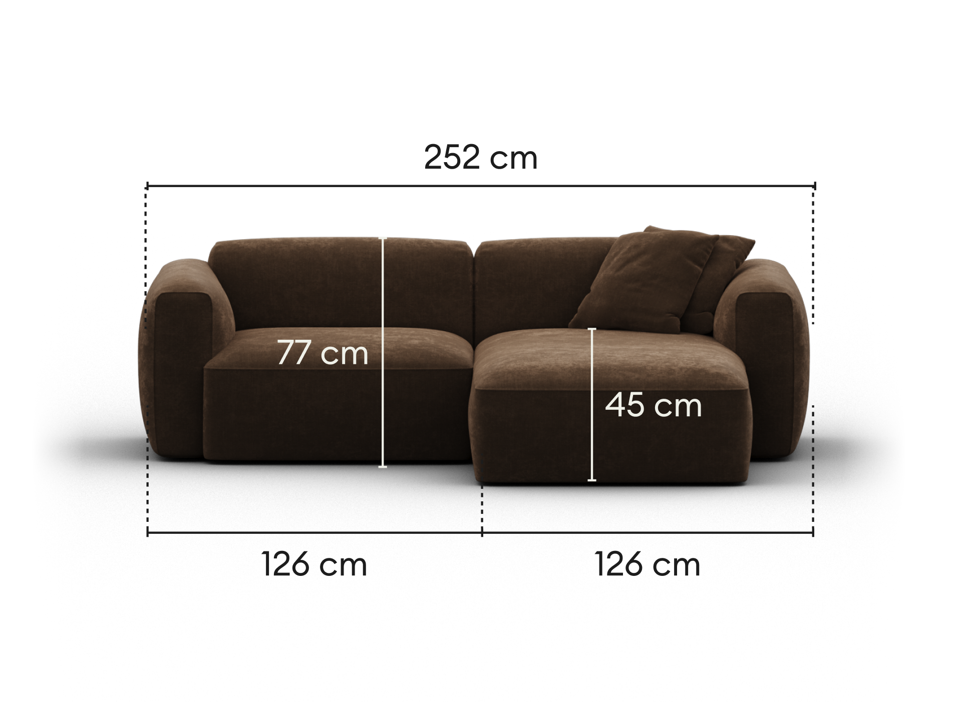 Torquay Modular Sofa - Chaise / Extra Wide / 2 Sections / Midnight Mocha