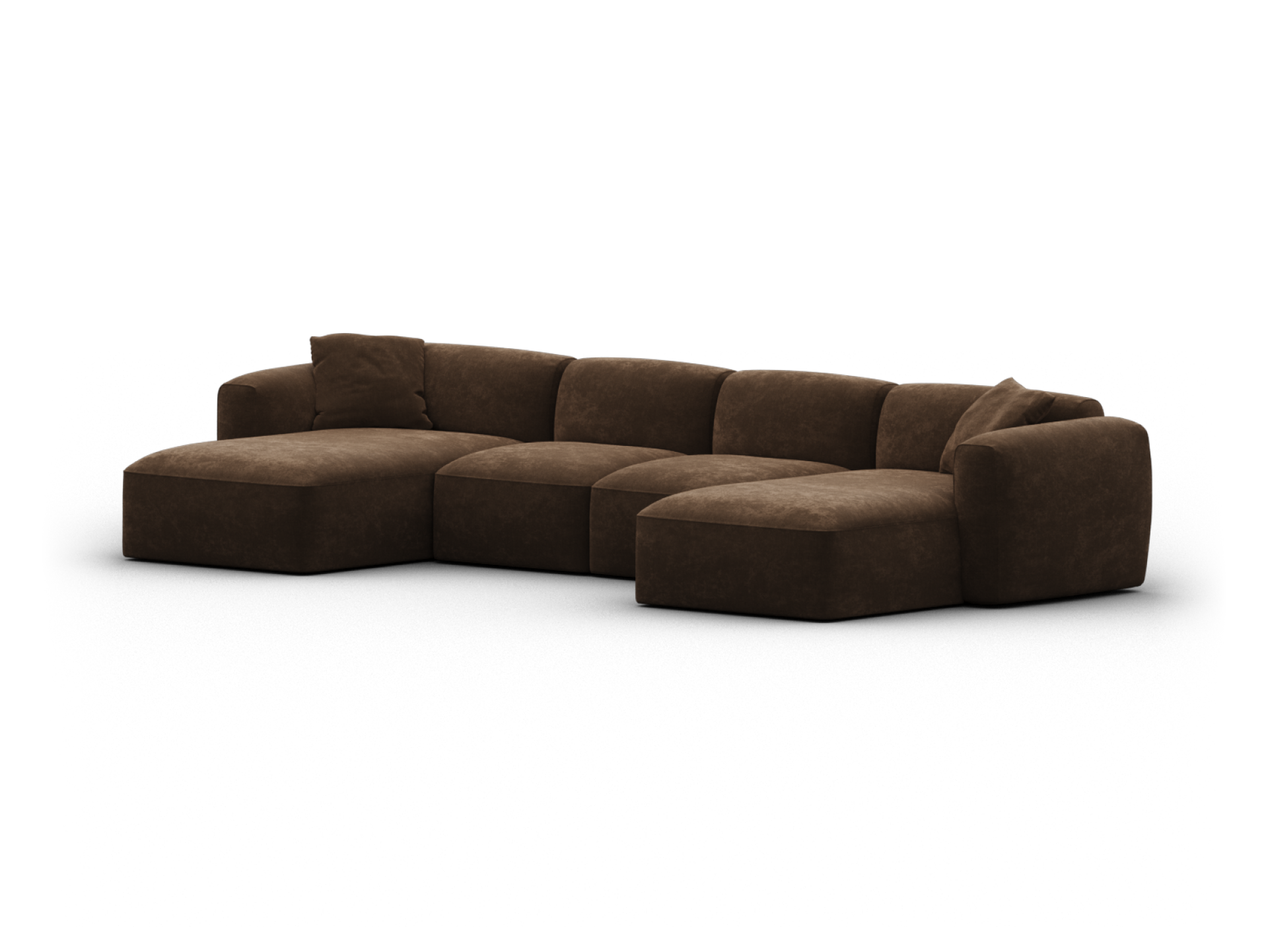 Torquay Modular Sofa - Regular / 4 Sections with 2 Chaises / Midnight Mocha