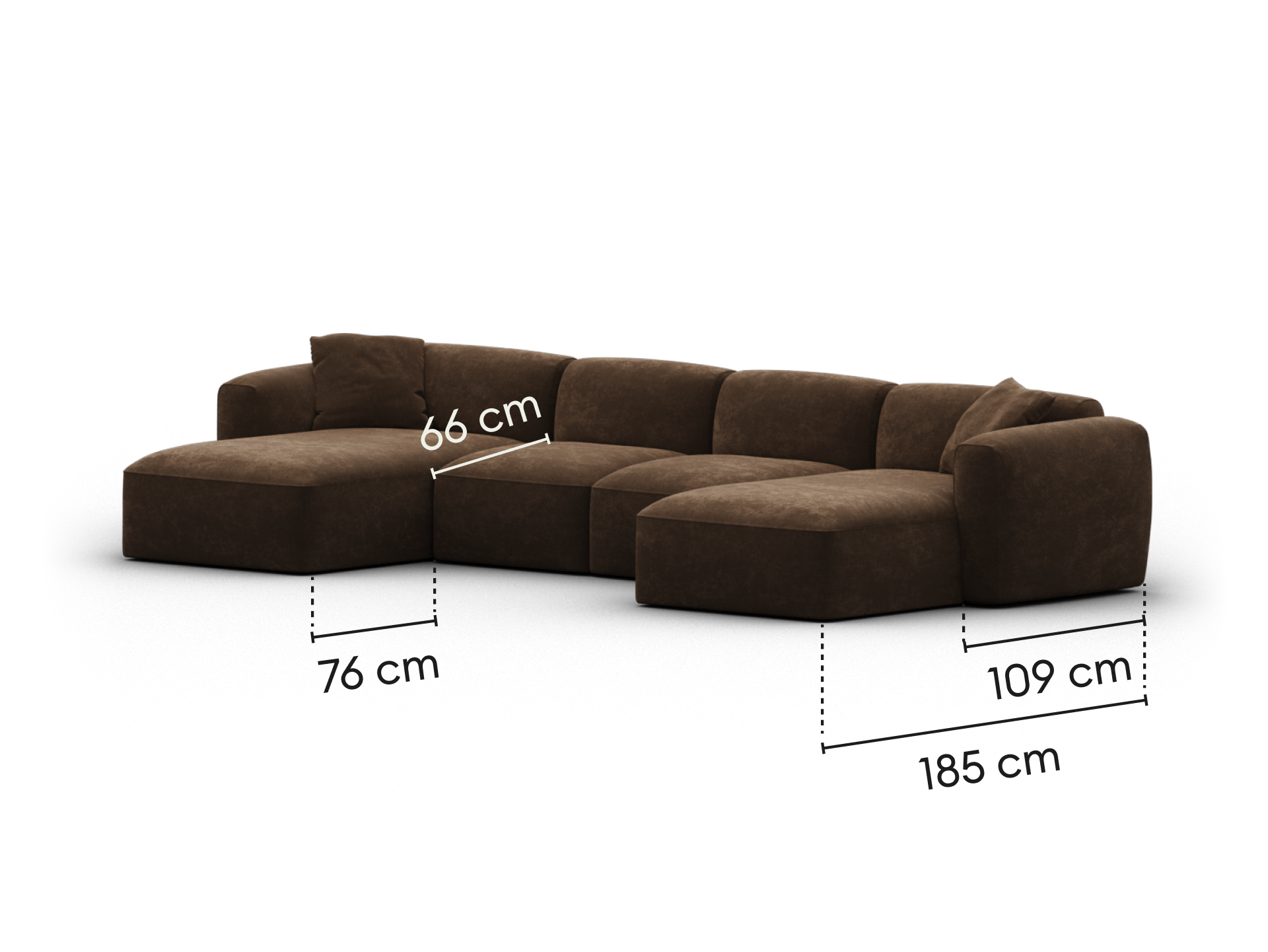 Torquay Modular Sofa - Regular / 4 Sections with 2 Chaises / Midnight Mocha