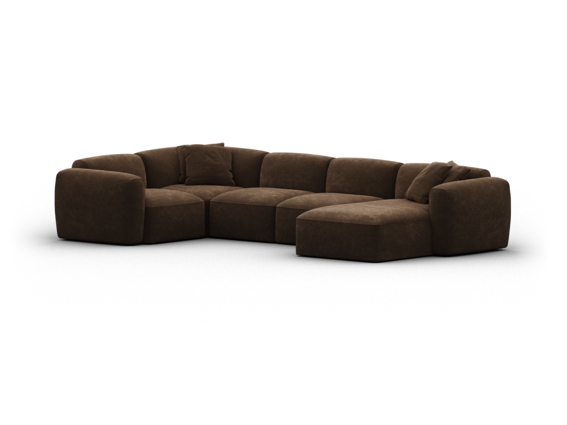 Torquay Modular Sofa - Corner / Regular / 5 Sections with Chaise / Midnight Mocha