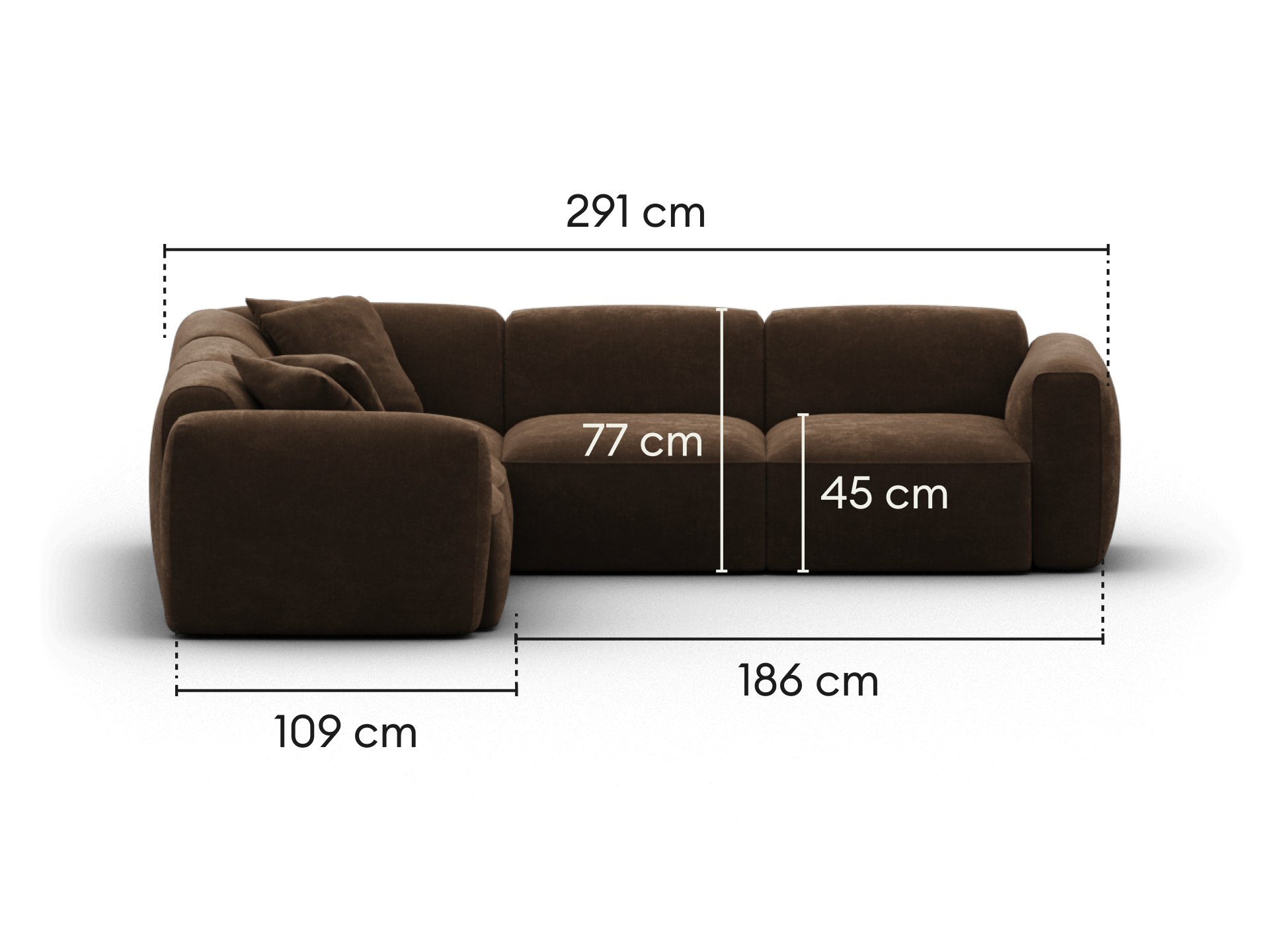 Torquay Modular Sofa - Regular / 5 Sections / Midnight Mocha