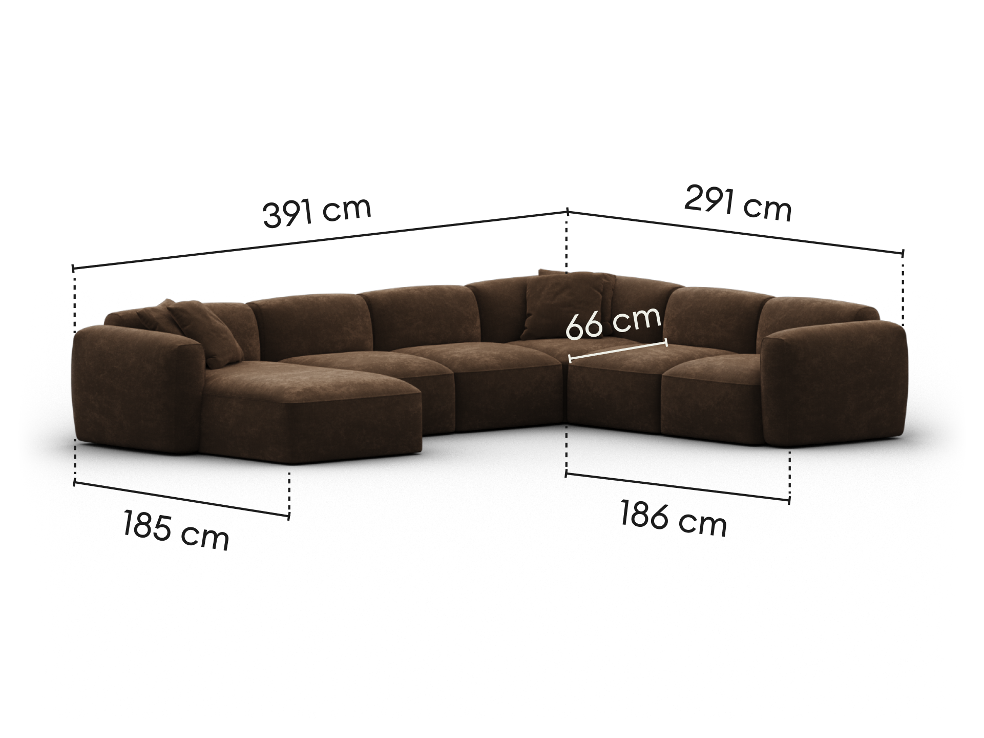 Torquay Modular Sofa - Regular / 6 Sections with Chaise / Midnight Mocha