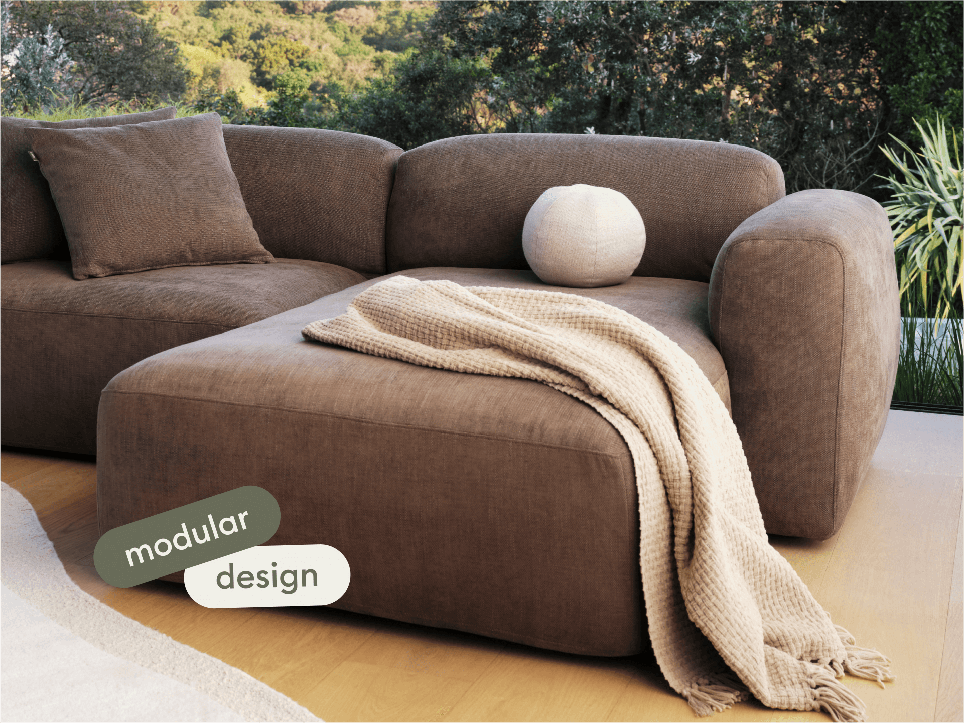 Torquay Modular Sofa - Regular / 7 Sections with Chaise / Midnight Mocha