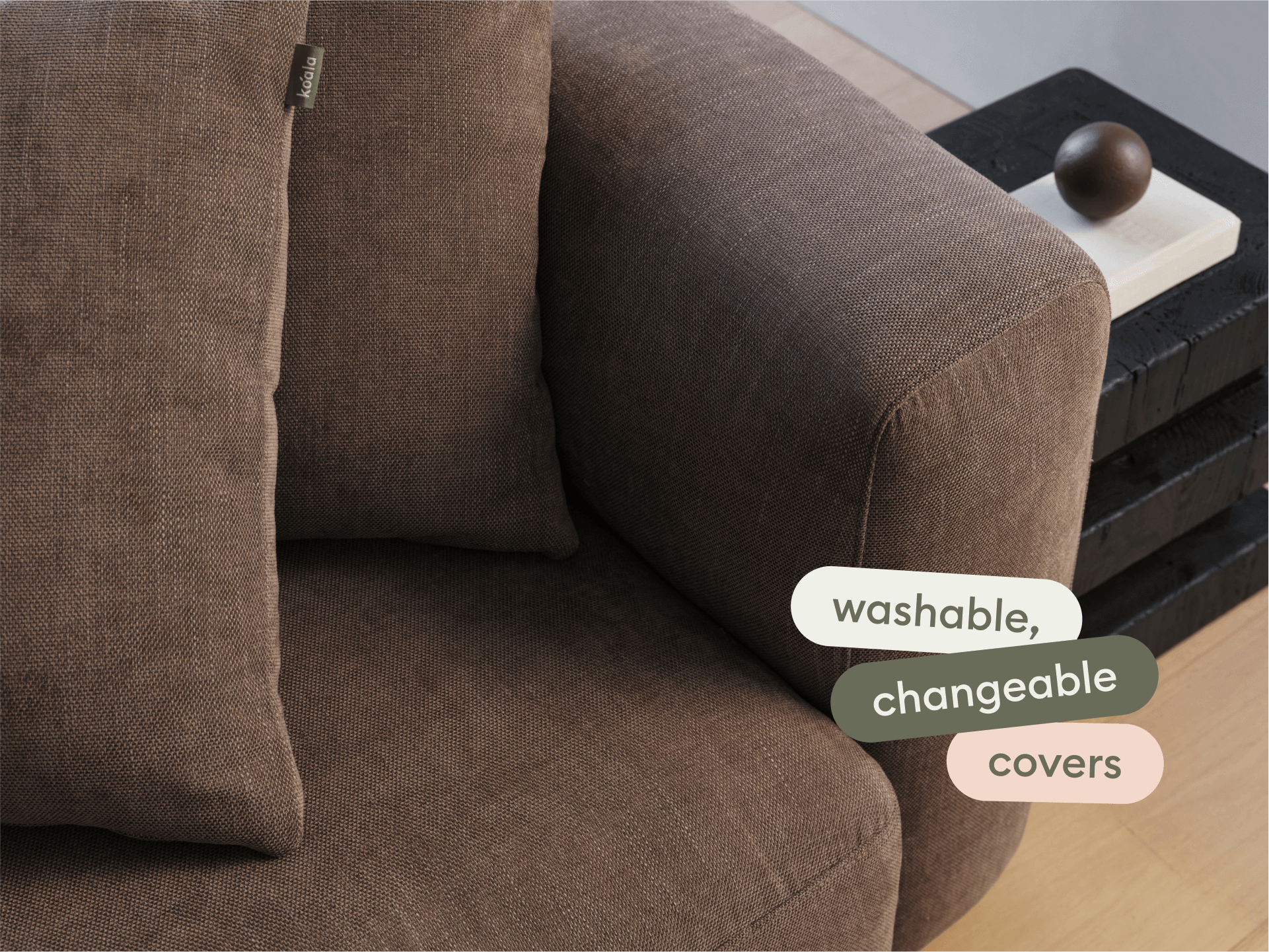 Torquay Modular Sofa - Regular / 7 Sections with Chaise / Midnight Mocha
