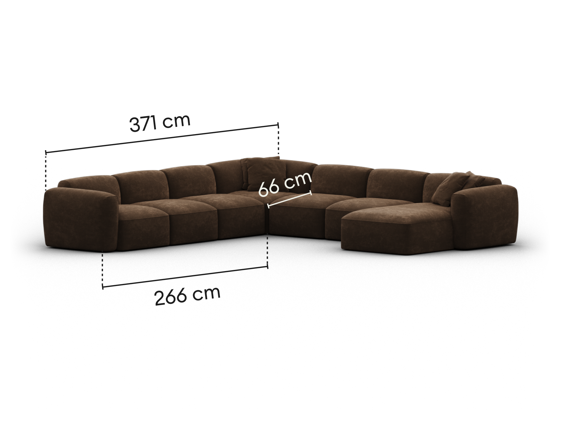 Torquay Modular Sofa - Regular / 7 Sections with Chaise / Midnight Mocha