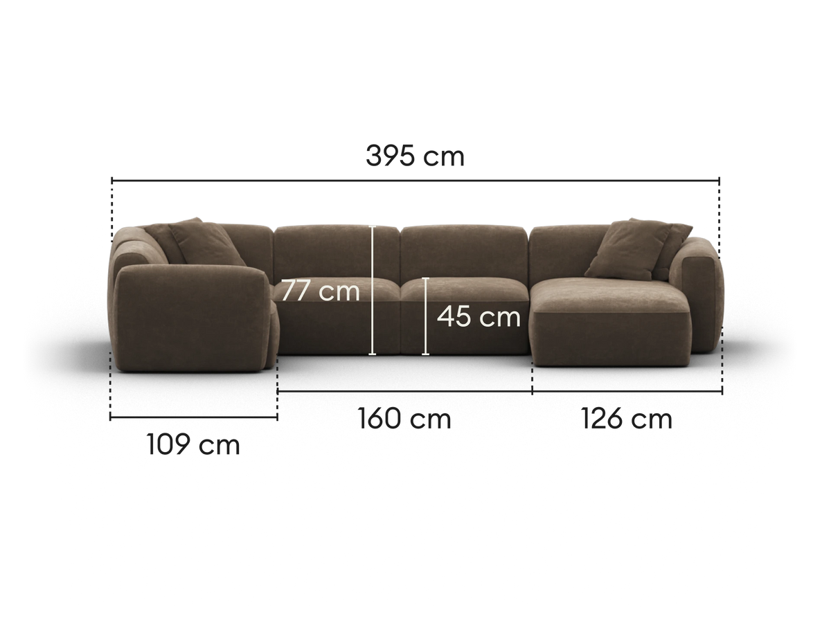 Torquay Modular Sofa - Midnight Mocha / 5 Sections with Chaise / Regular