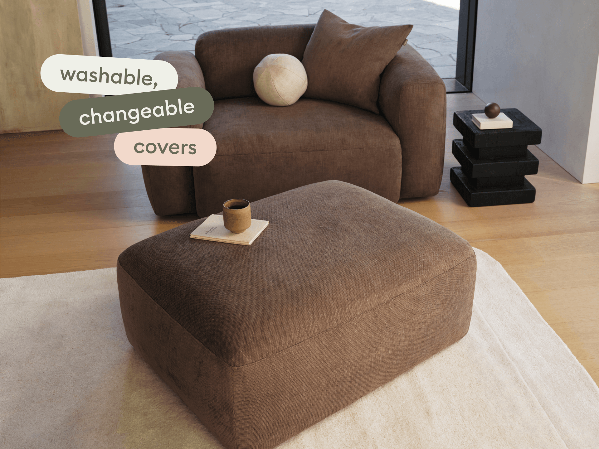 Torquay Modular Ottoman - Regular / Midnight Mocha