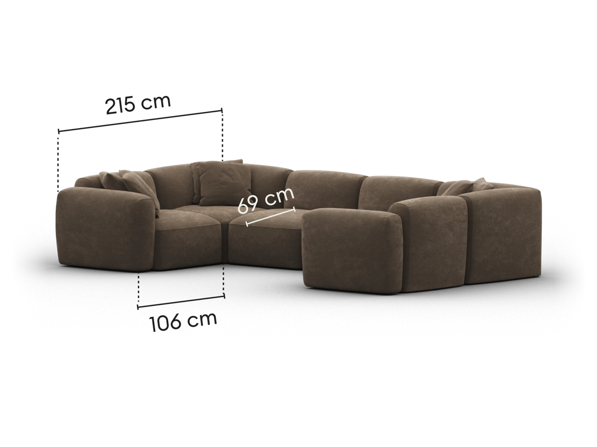 Torquay Modular Sofa - Midnight Mocha / 6 Sections / Regular