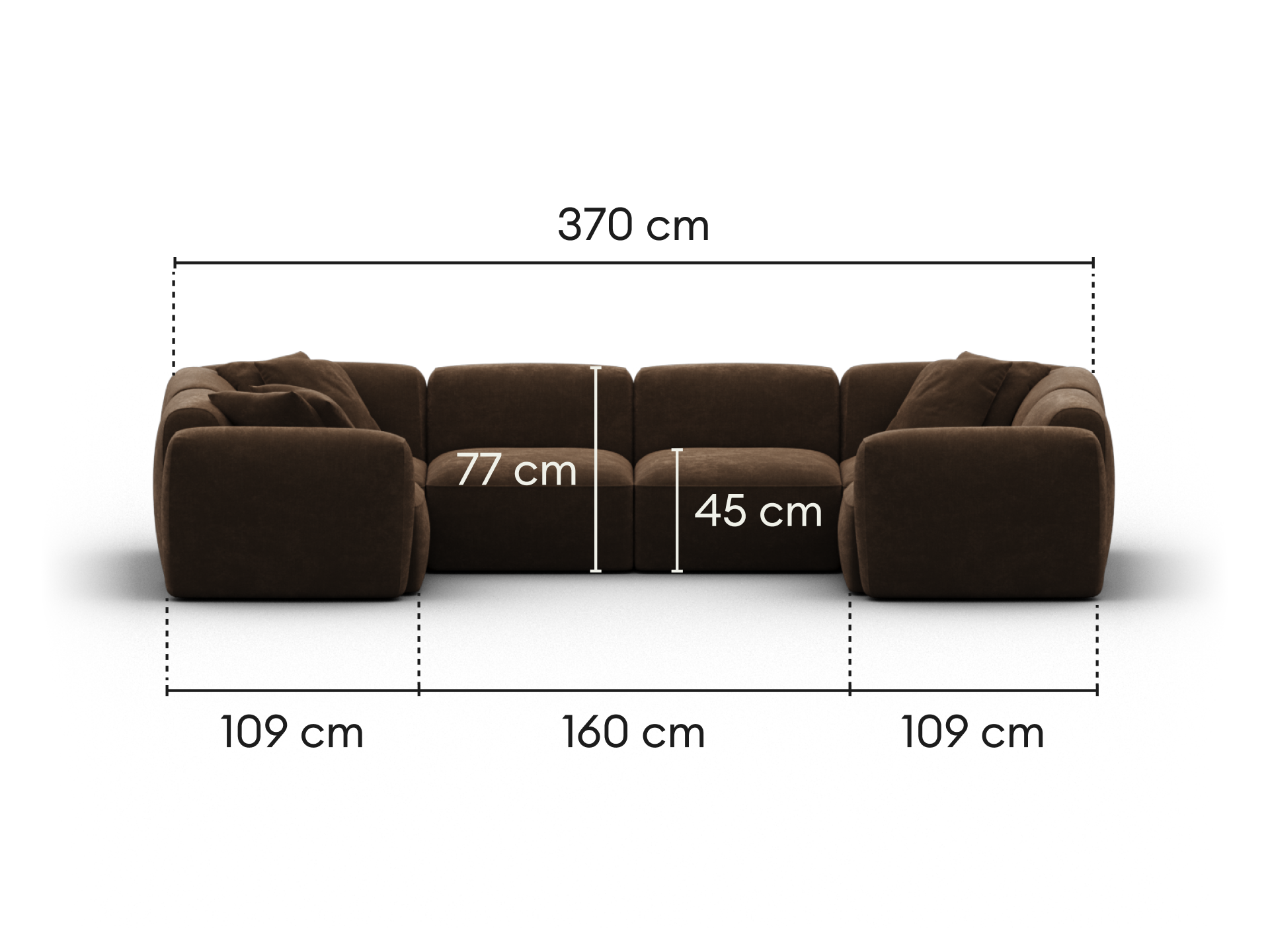 Torquay Modular Sofa - Regular / 6 Sections / Midnight Mocha