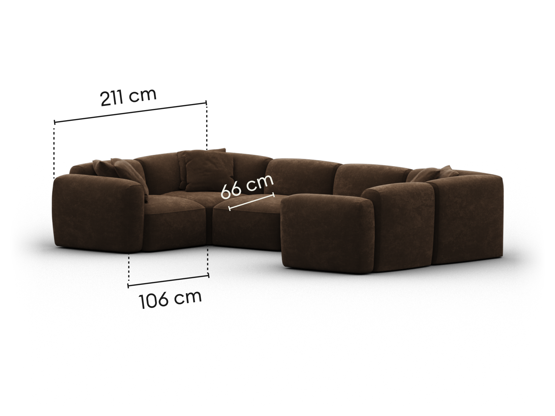 Torquay Modular Sofa - Regular / 6 Sections / Midnight Mocha