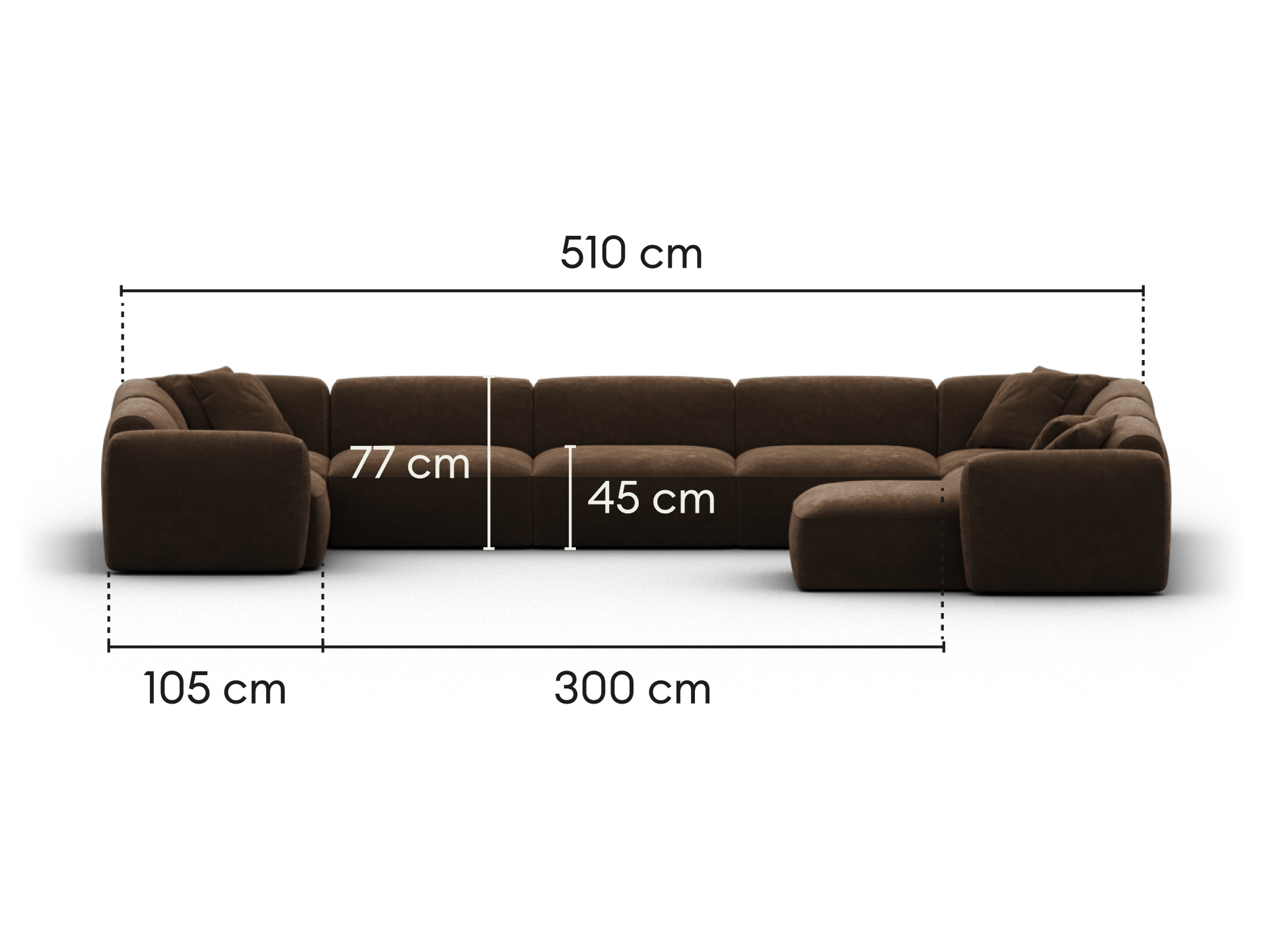 Torquay Modular Sofa - Extra Wide / 8 Sections with Chaise / Midnight Mocha