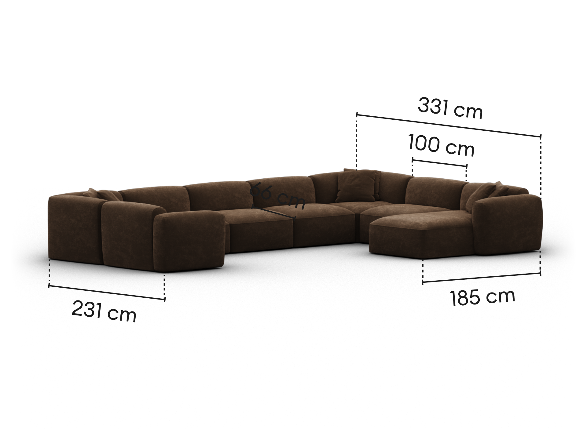 Torquay Modular Sofa - Extra Wide / 8 Sections with Chaise / Midnight Mocha
